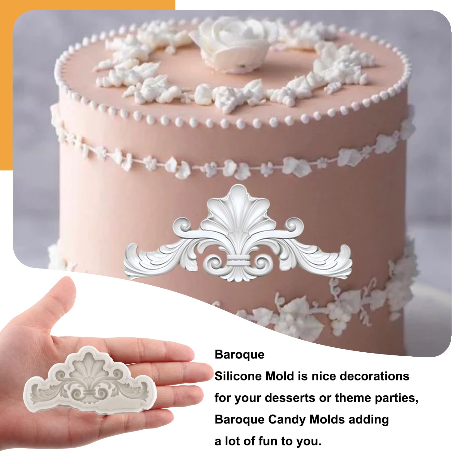 Sijiangmold Baroque Fondant Mold Curlicues Scroll Lace Silicone Molds Filigree Mold For Cake Decoration Cupcake Topper Candy Pol
