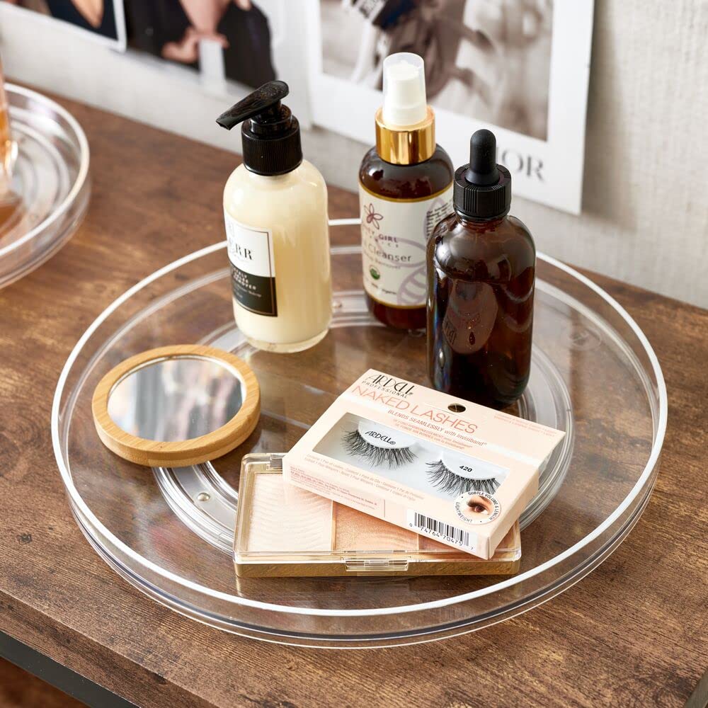 Idesign The Sarah Tanno Collection 11       Lazy Susan Spinning Cosmetic Organizer, Made Of Recycled Plastic, Clear
