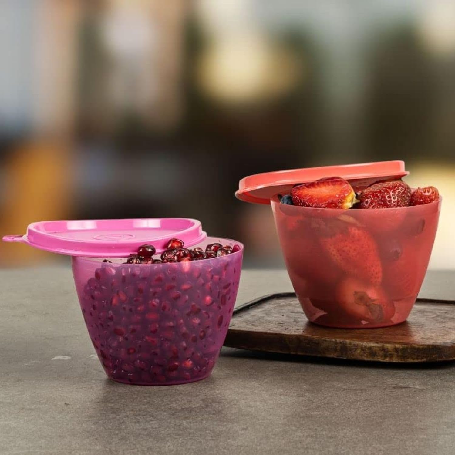 Tupperware Bowled Over Plastic Container Set, 450Ml, Set Of 2, Multicolour, Blue
