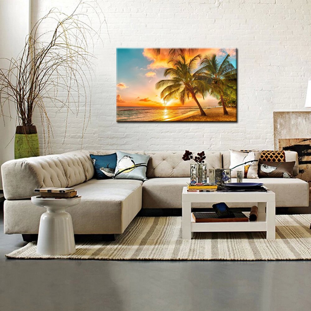 KREATIVE ARTS Canvas Print for Home Decoration - Sunset Seascape Coco Beach Modern Painting Wall Art Picture Print on Canvas Framed and Ready to Hang 20''x30''