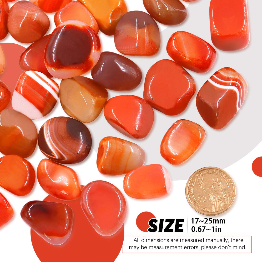 Hilitchi Reddish Brown Agate Stone Tumbled Stones for Plants Cacti & Succulents Bedding  Vase Filler  Landscape Bottom Decoration (About 1lb(455g)/Bag)