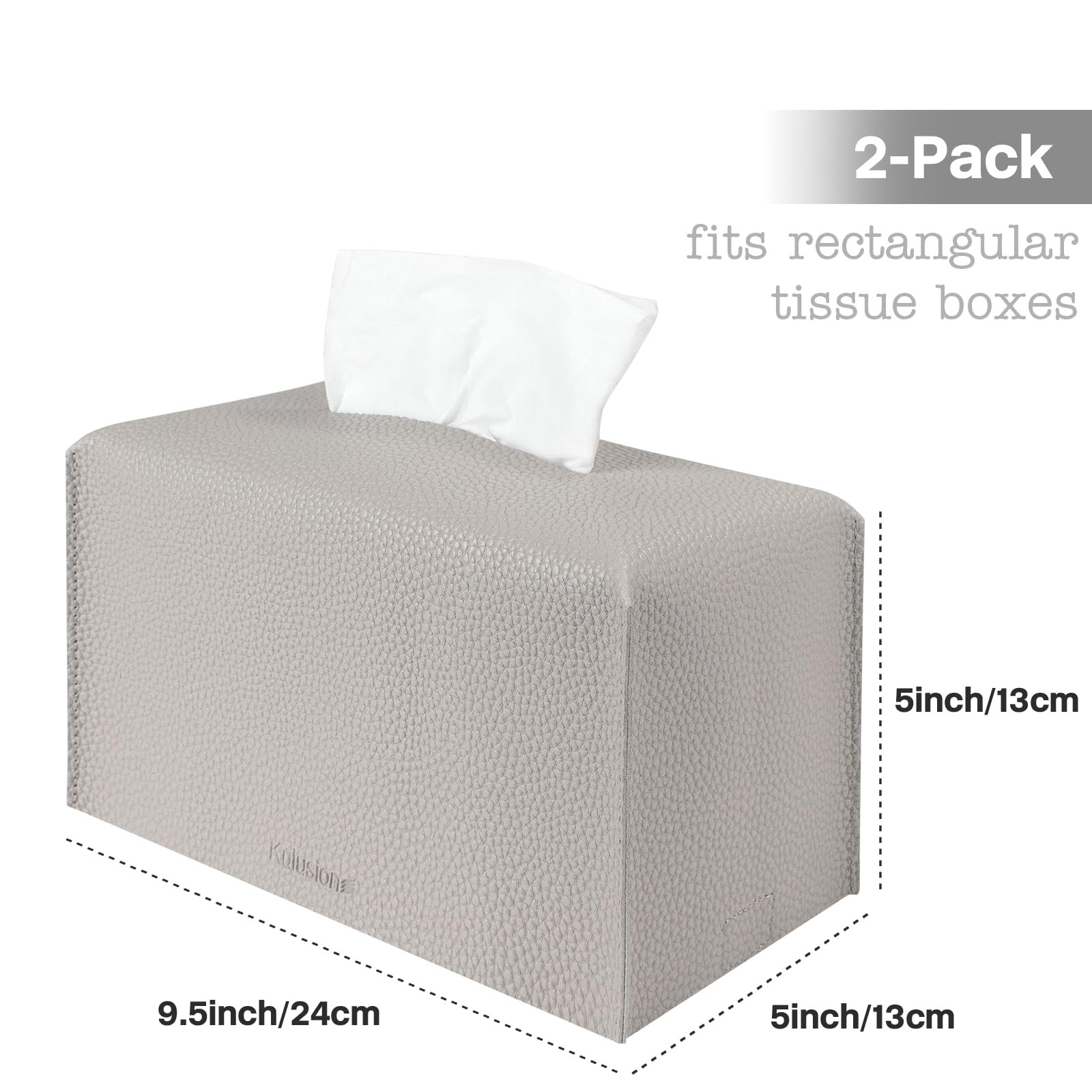 2Pcs Tissue Box Cover Holder, Rectangular With Bottom Belt - Pu Leather Tissue Cover Decorative Organizer For Tabletop, Bathroom