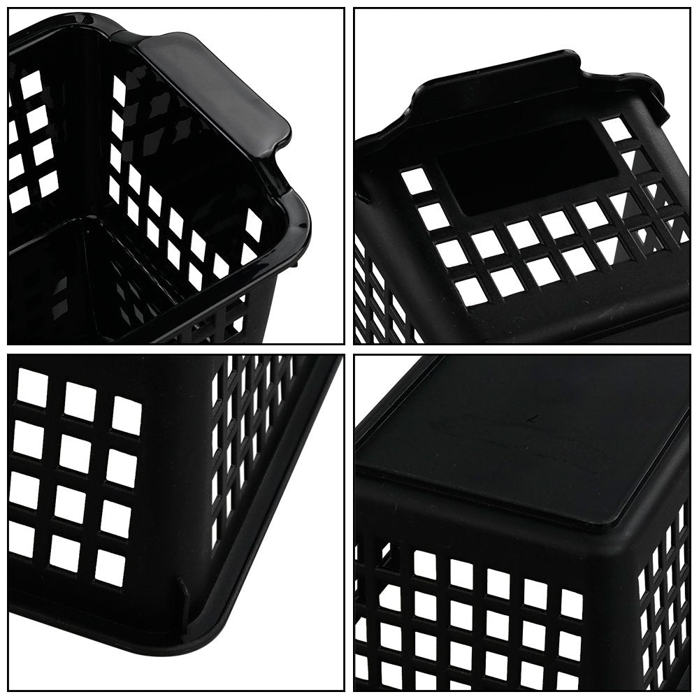 Begale Small Plastic Storage Baskets, Black, 11.6''L X 5''W X 3.4''H, Set Of 6