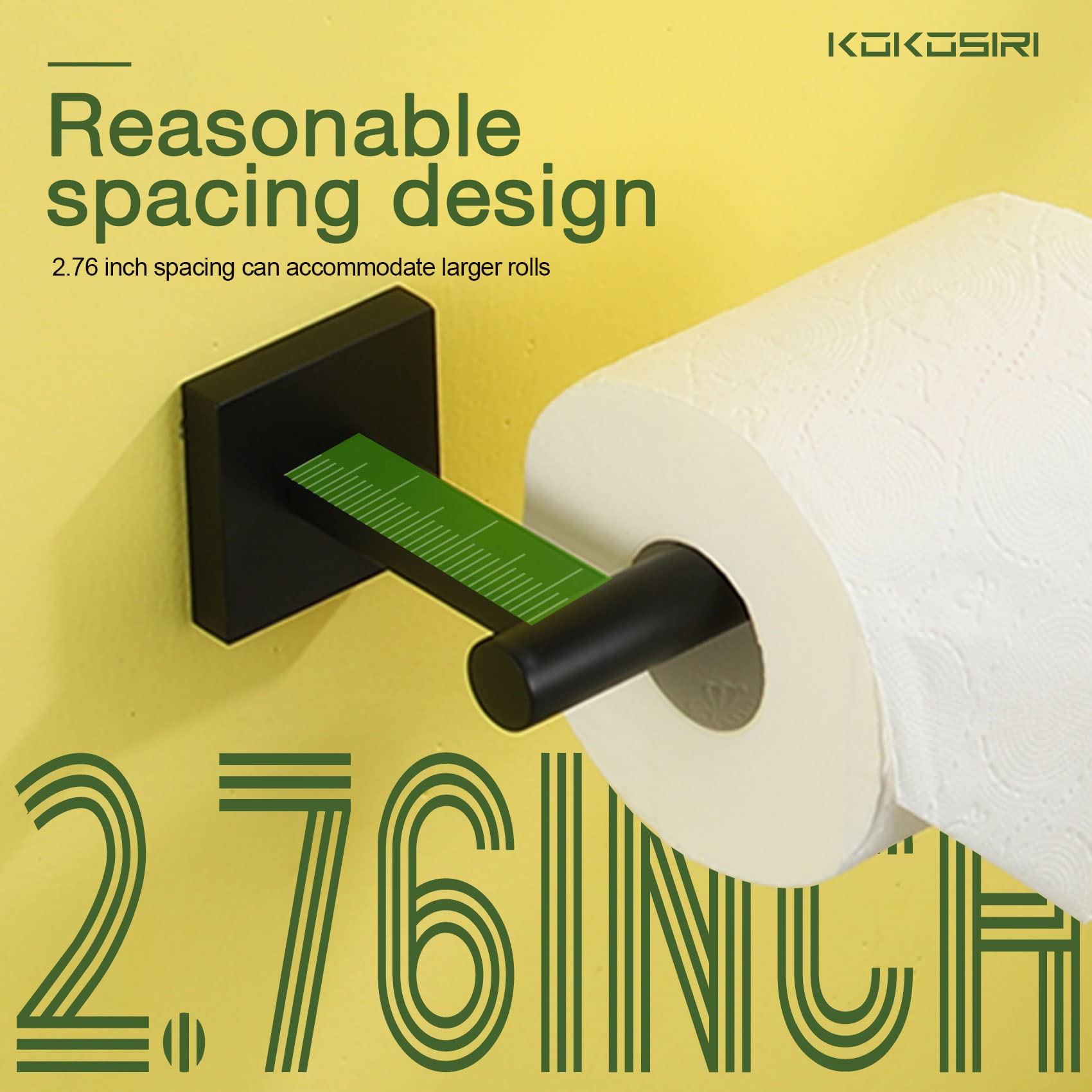 KOKOSIRI Toilet Paper Holder for Bathroom Toilet Roll Holder Hold Mega Rolls Matte Black Stainless Steel  2 Pack  B2005BK-P2
