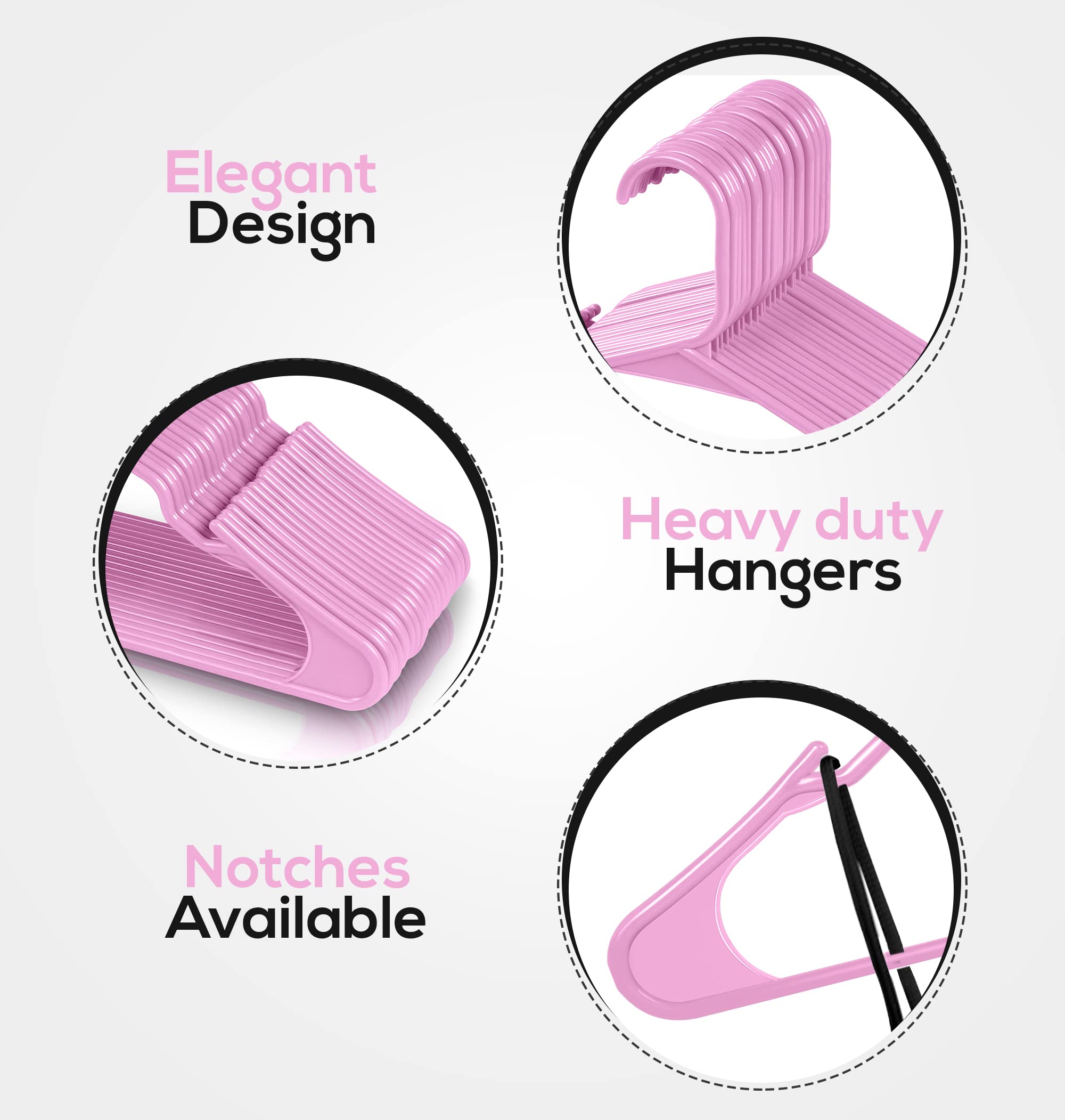 Utopia Home Clothes Hangers 50 Pack - Plastic Hangers Space Saving - Durable Coat Hanger With Shoulder Grooves (Pink)