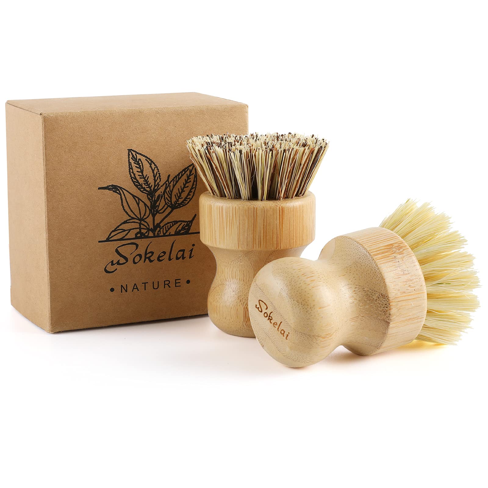 Bamboo Dish Scrub Brushes Set For Kitchen - Wooden Cleaning Scrubbers Brushes, Eco-Friendly Natural Dishes Washing Brush For Dis