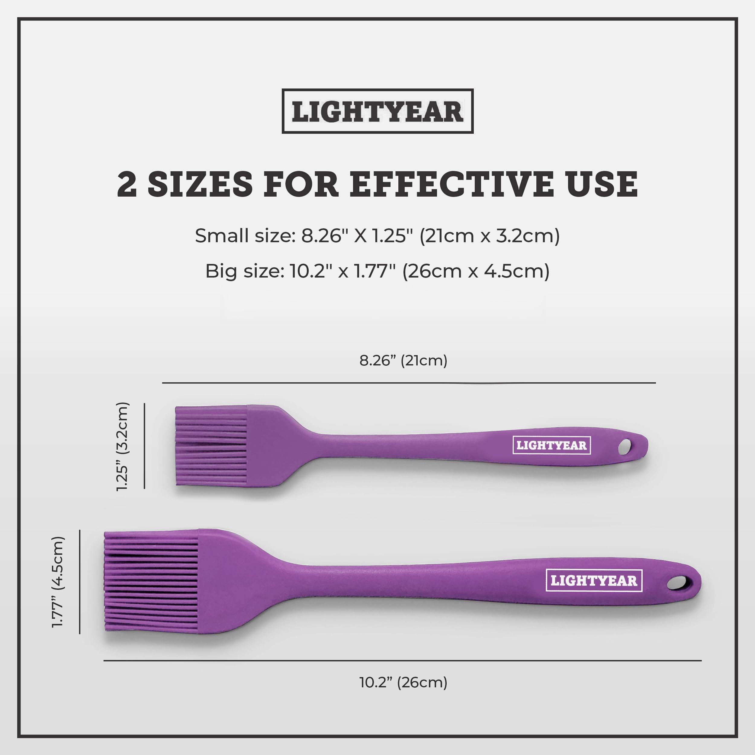 Lightyear Silicone Basting Pastry Brush Set (2 Pcs) | 450F Heat Resistant Oil Brush For Your Kitchen - Ideal For Bbqs, Baking &