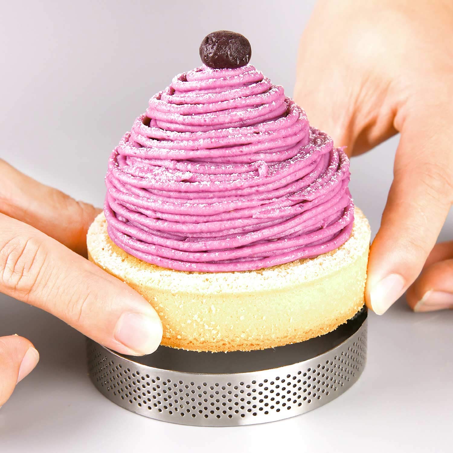Fangsun Tart Ring, Perforated Tart Rings For Baking, Stainless Steel Nonstick Round Cake Ring, Metal Pastry Mold For French Dess