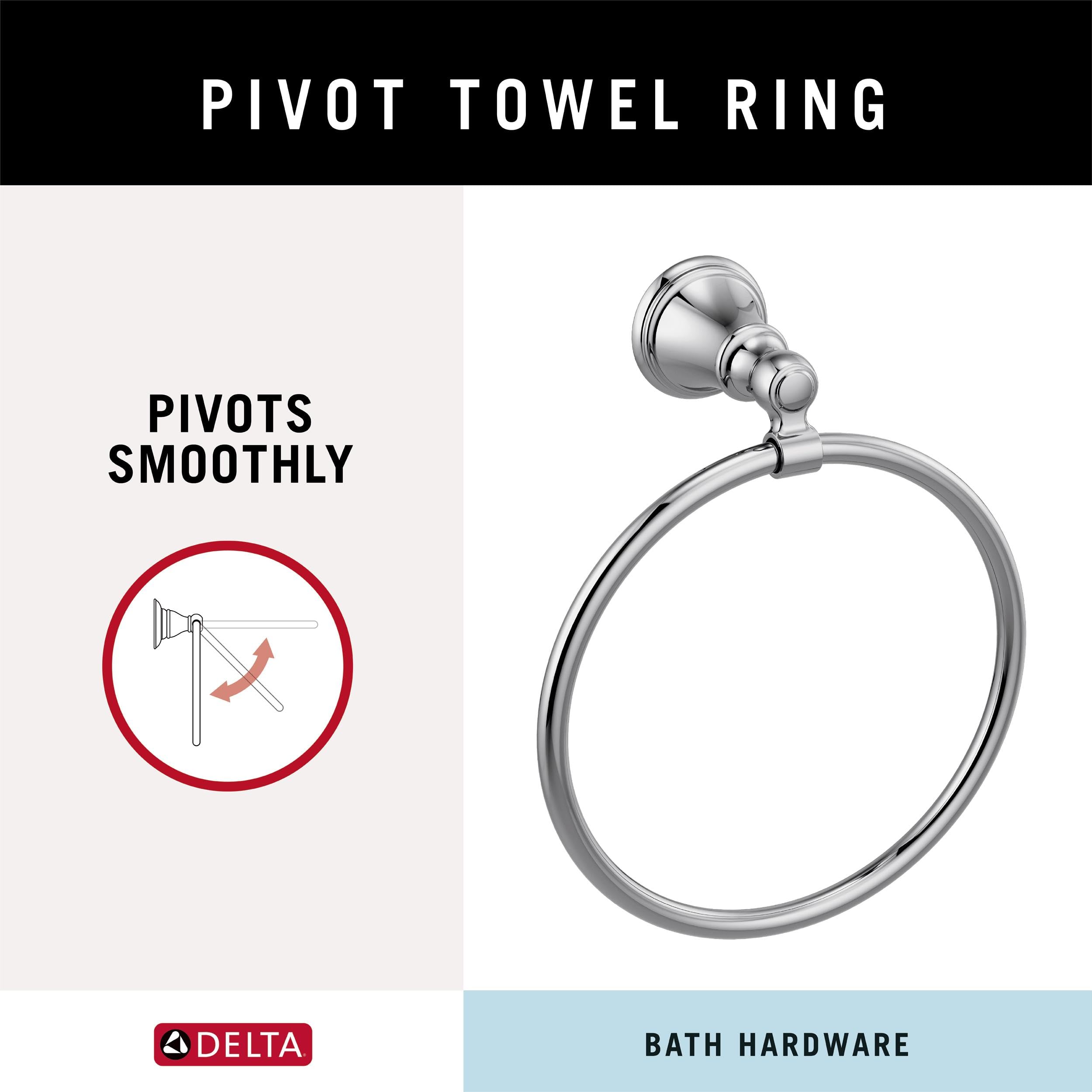 Delta Woodhurst (1-Pack) Hand Towel Holder Polished Chrome Towel Racks For Bathroom Wall Round Towel Ring Holder For Bath Towel
