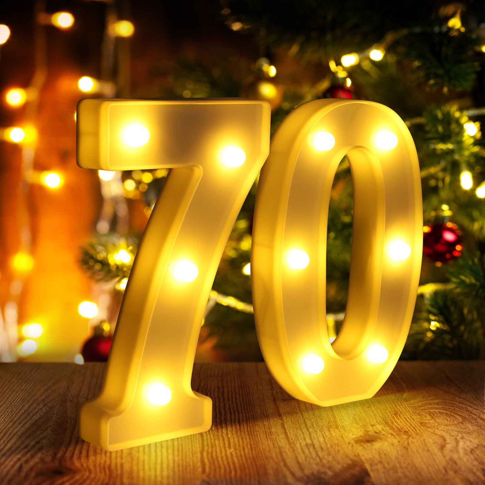 70th Birthday Decorations for Women Men,Happy 70 Birthday Decorations for Centerpieces Table,70 Light Up Numbers Sign Led for Pa