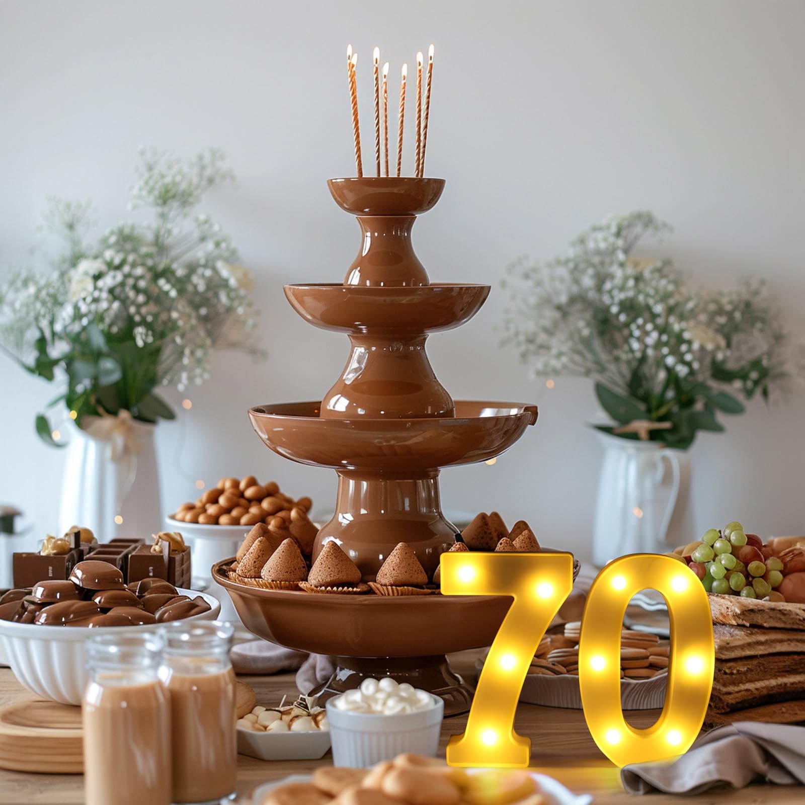 70th Birthday Decorations for Women Men,Happy 70 Birthday Decorations for Centerpieces Table,70 Light Up Numbers Sign Led for Pa