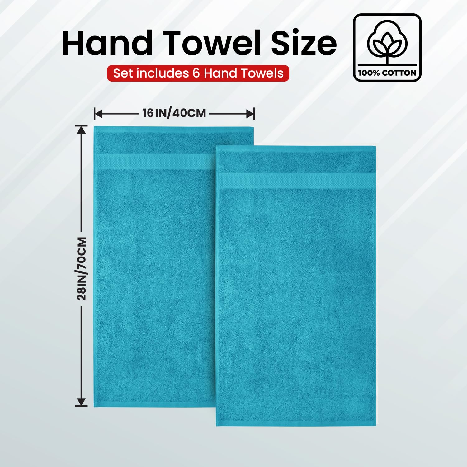 Infinitee Xclusives Premium Teal Hand Towels - Pack Of 6, 16X28 Inches Bathroom Hand Towel Set, Hotel & Spa Quality Hand Towels