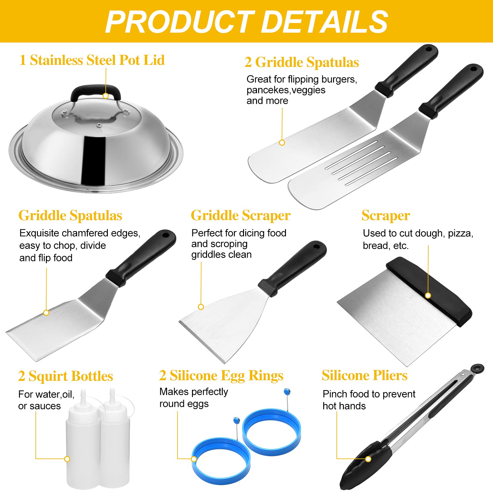 Griddle Accessories Compatible With Blackstone And Camp Chef, Flat Top Griddle Scraper Tool With Melting Dome For Outdoor Cookin