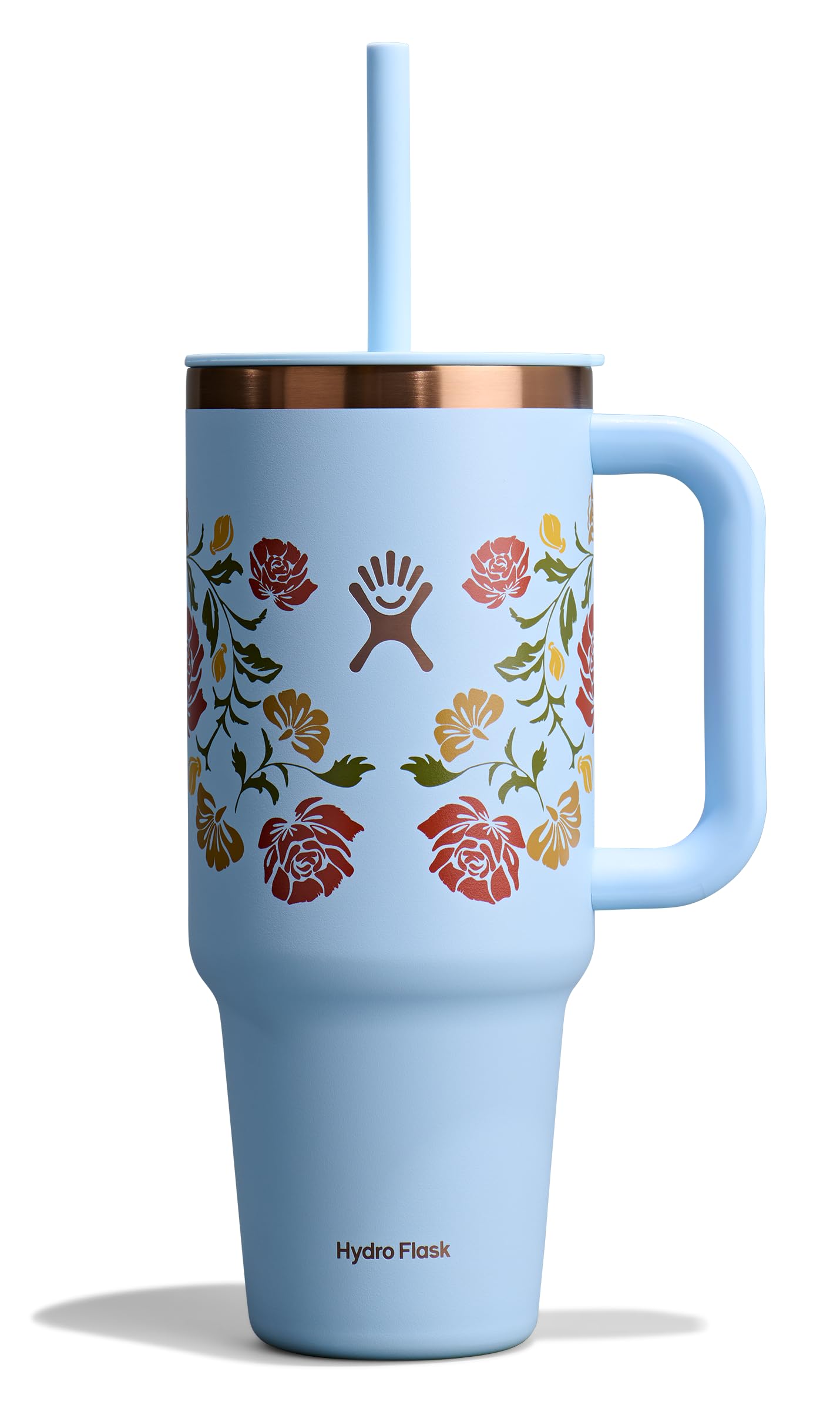 Hydro Flask 40 Oz Travel Tumbler with Handle, Lid and Straw - Insulated Stainless Steel in Western Light Blue