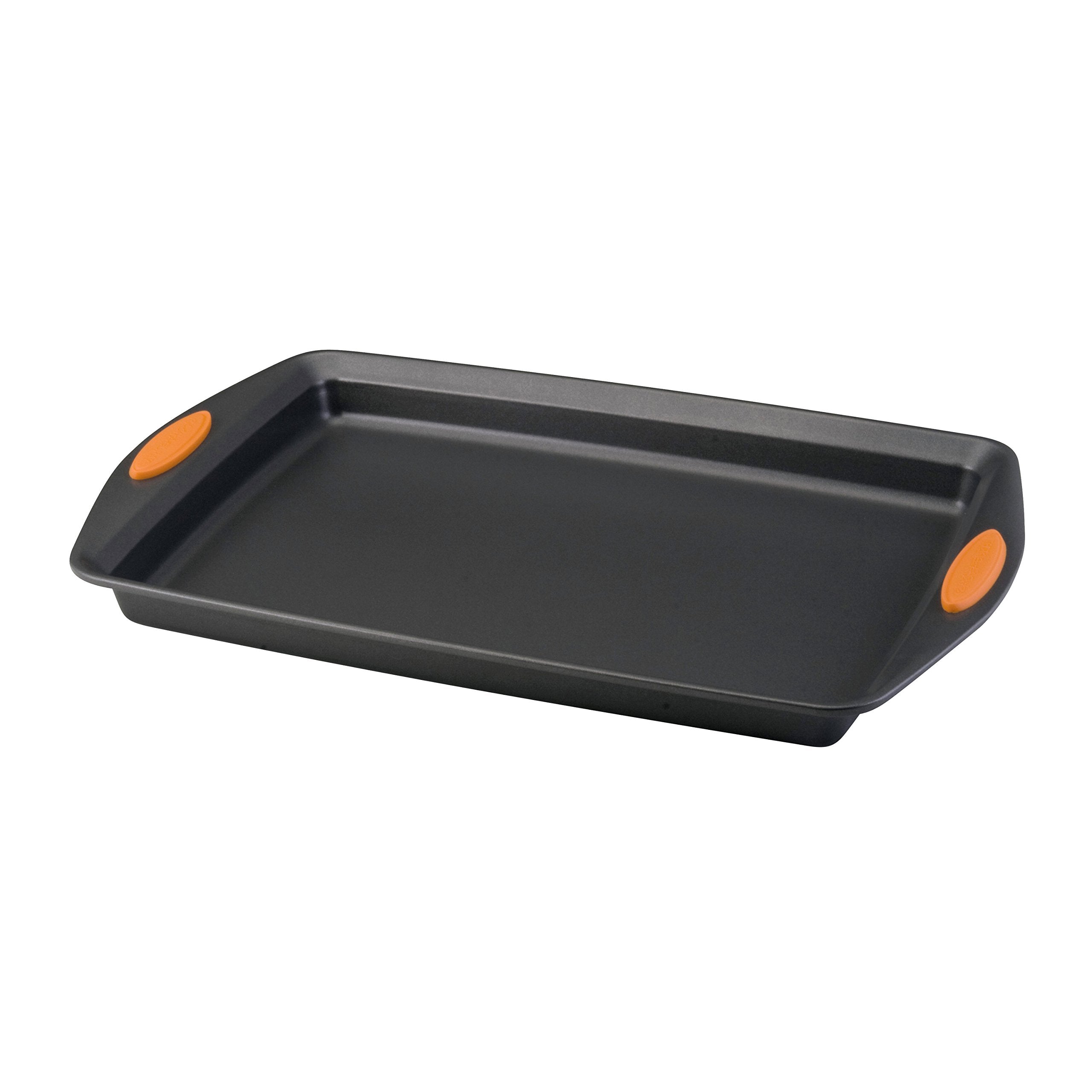 Rachael Ray Nonstick Bakeware with Grips, Nonstick Cookie Sheet / Baking Sheet  10 Inch x 15 Inch, Gray with Orange Grips