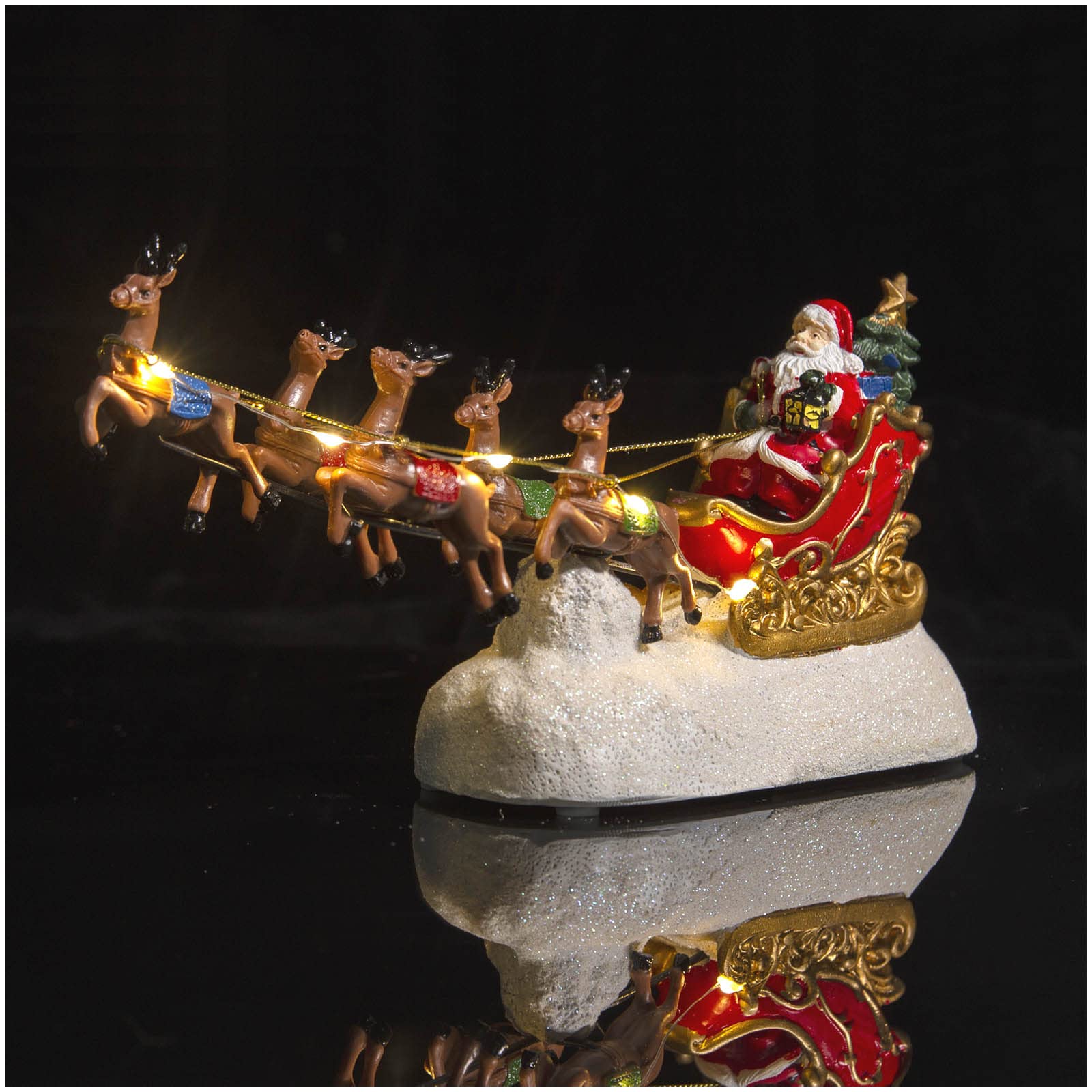 Santa's Sleigh and Reindeer Assortment - Christmas Reindeer Car with LED Light UP