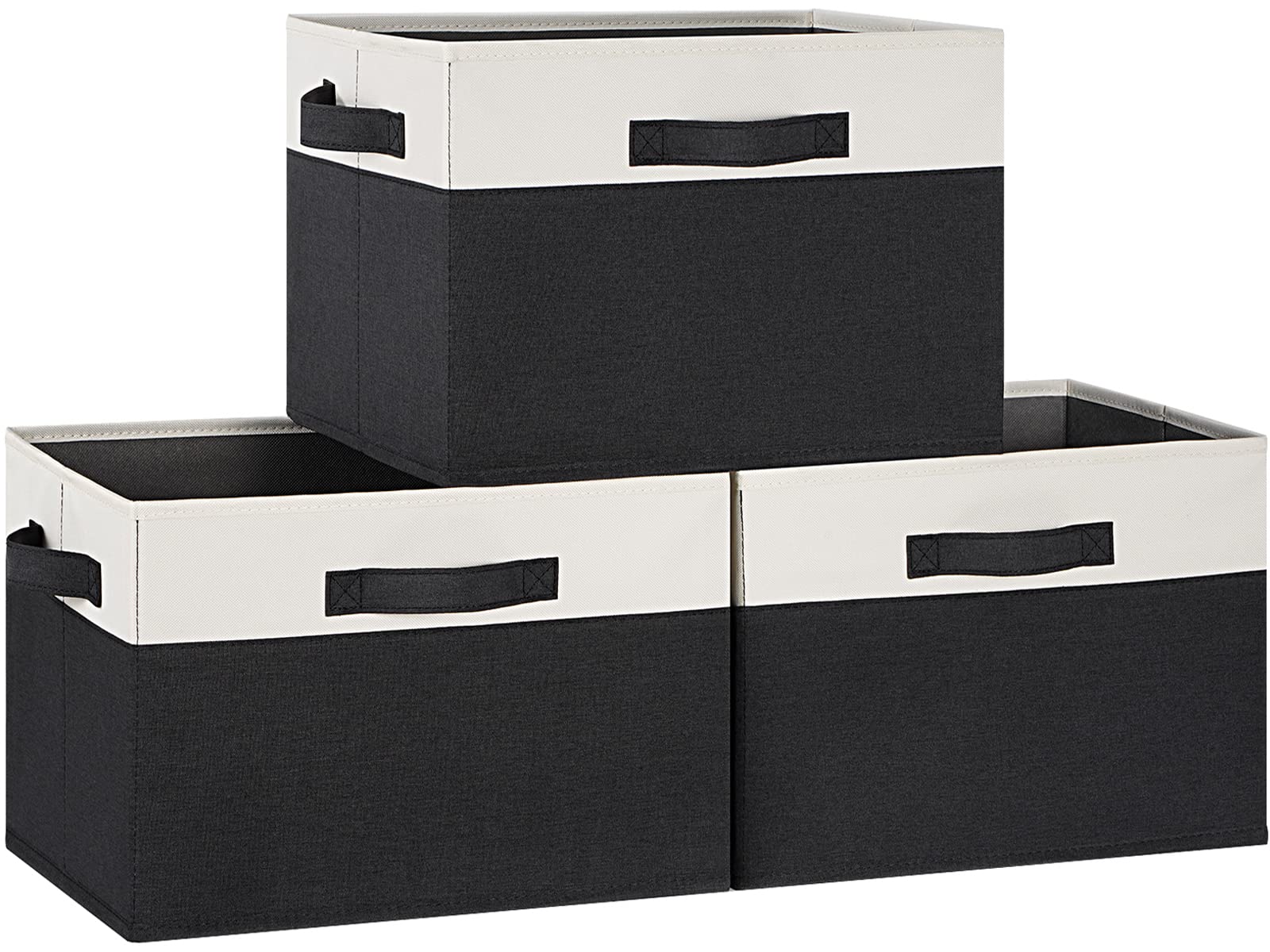 Ghvyennttes Large Storage Baskets For Shelves 3 Pack, Collapsible Fabric Storage Bins With 3 Handles, Decorative Closet Organize