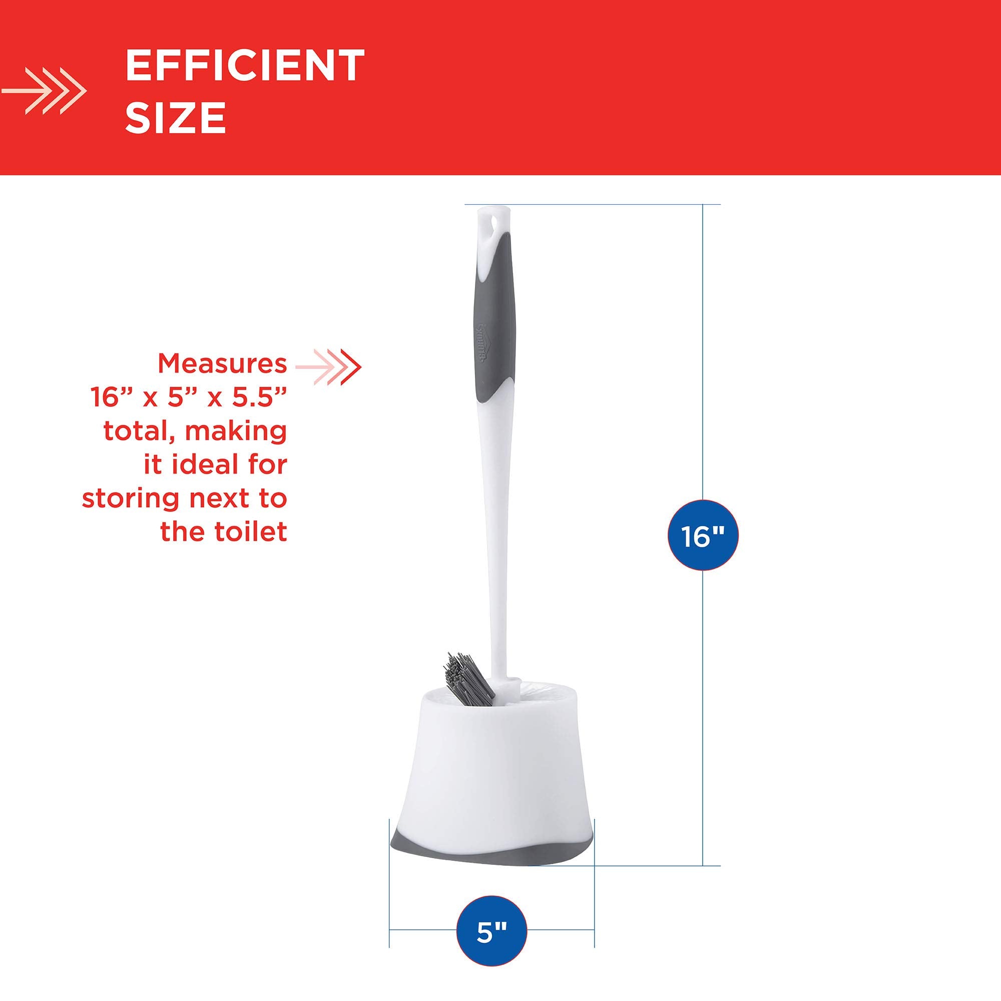 Clorox Under-Rim Toilet Bowl Brush With Corner Storage Caddy, 16 X 5 X 5.5