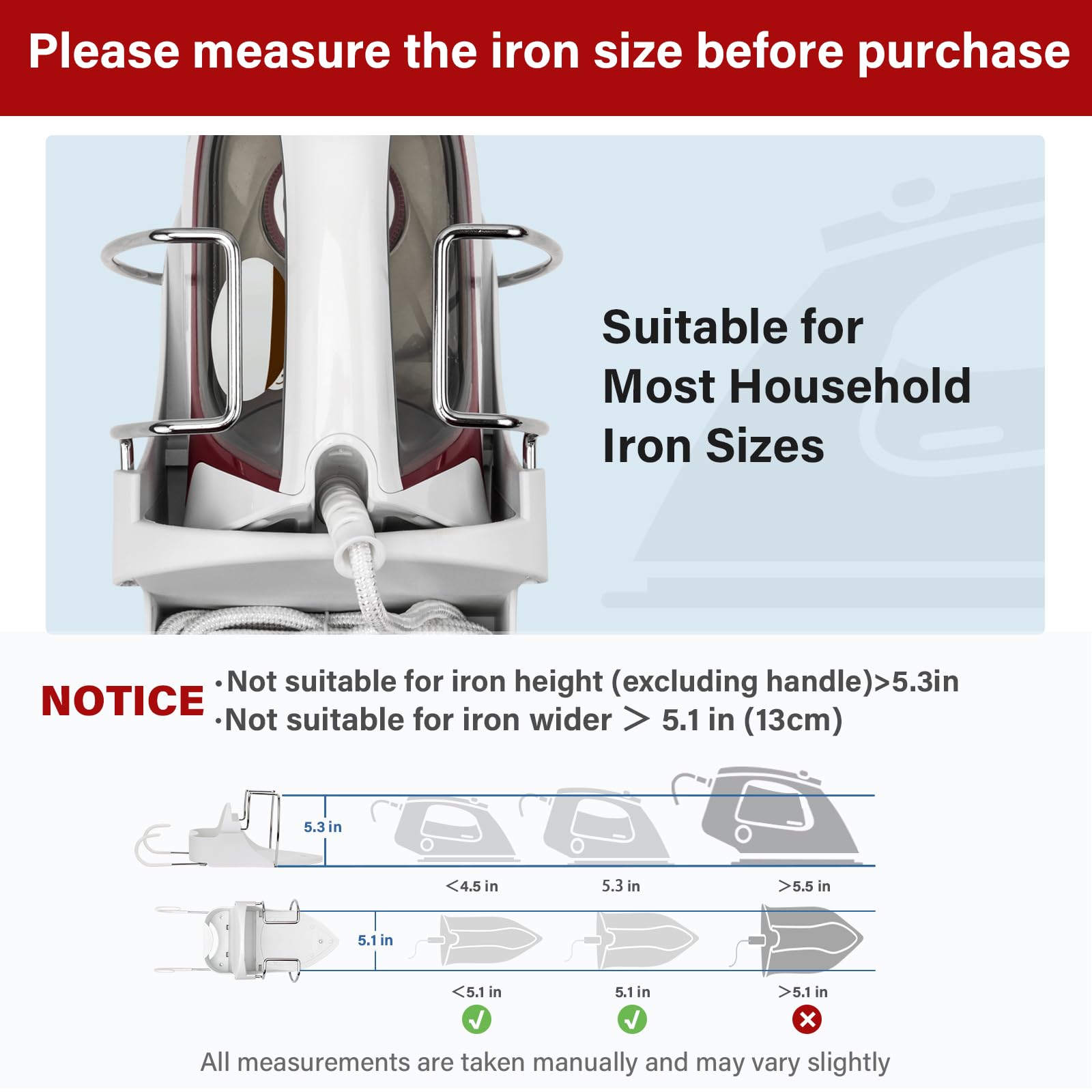 Alpinista Ironing Board Hanger Wall Mount Ironing Board Holder Wall Mount For Laundry Rooms Storage Organizer, White