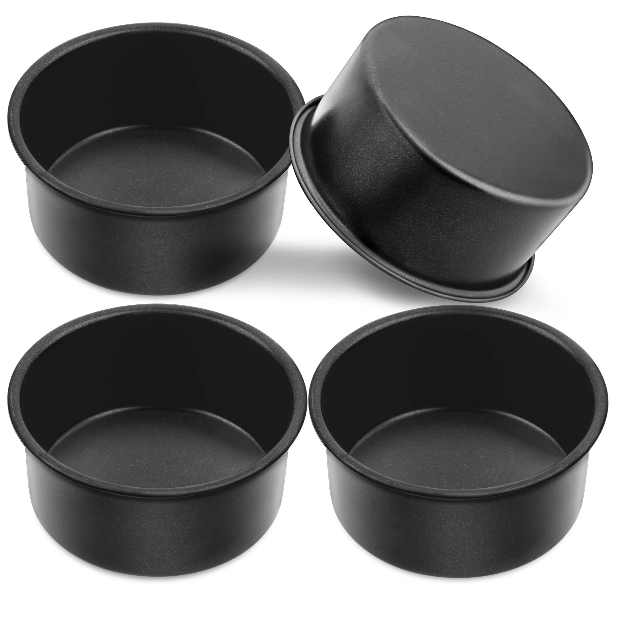 E-Far 4 Inch Cake Pan, 4-Piece Nonstick Round Cake Baking Pans For Wedding, Birthday, Layer Cake, Stainless Steel Core & Non-Tox