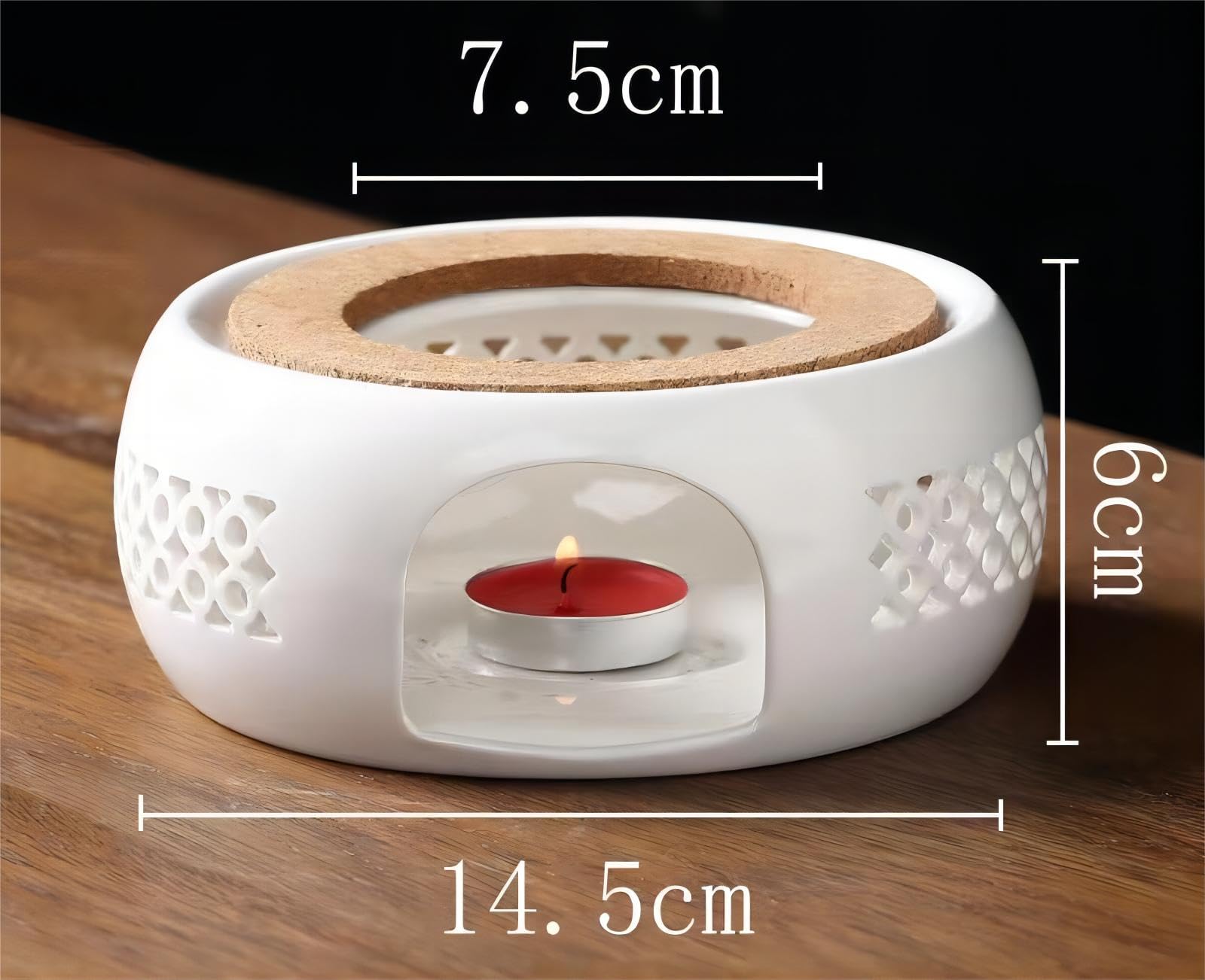 Ceramic Teapot Warmer With Cork Cushion, Teapot Heater, Tea Light Warmer, Suitable For Teapot And Mugs, 6 Inches