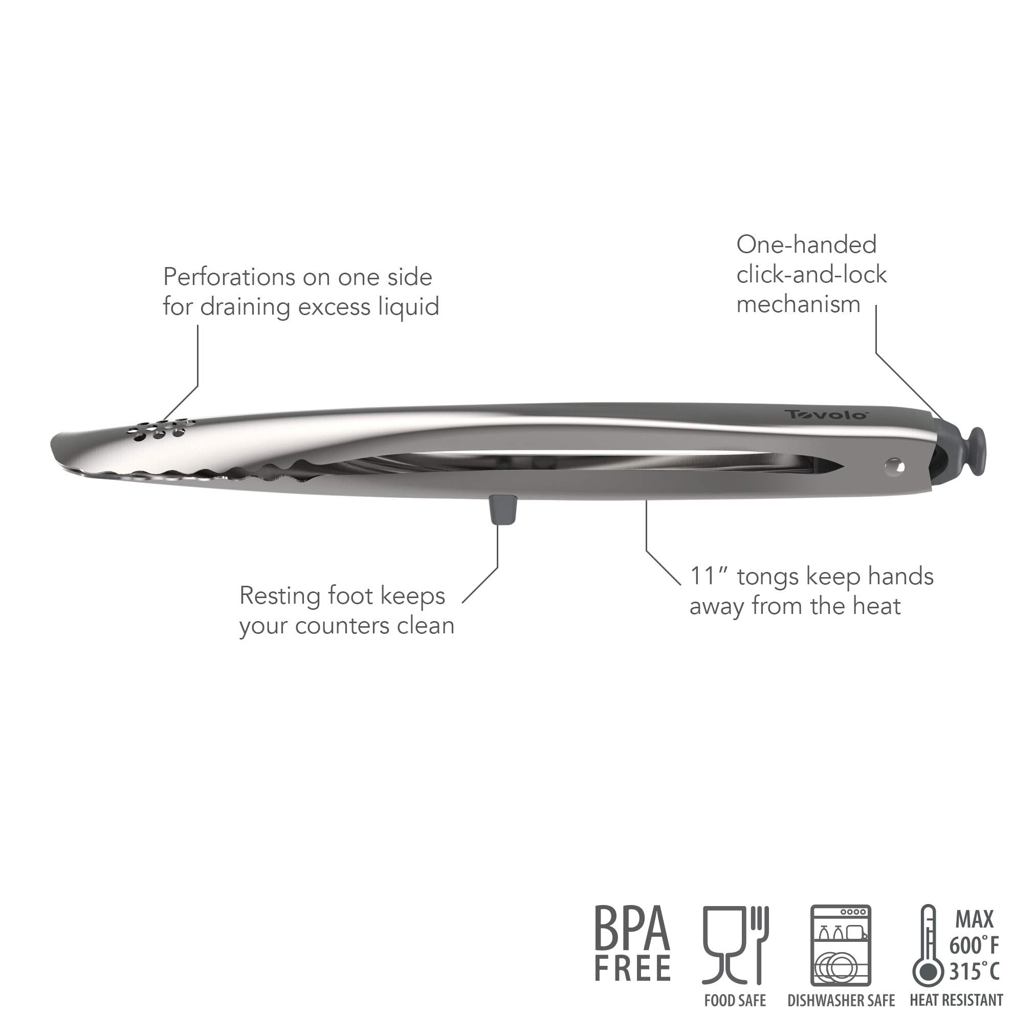 Tovolo Kitchen 11'', Charcoal Cooking Tongs