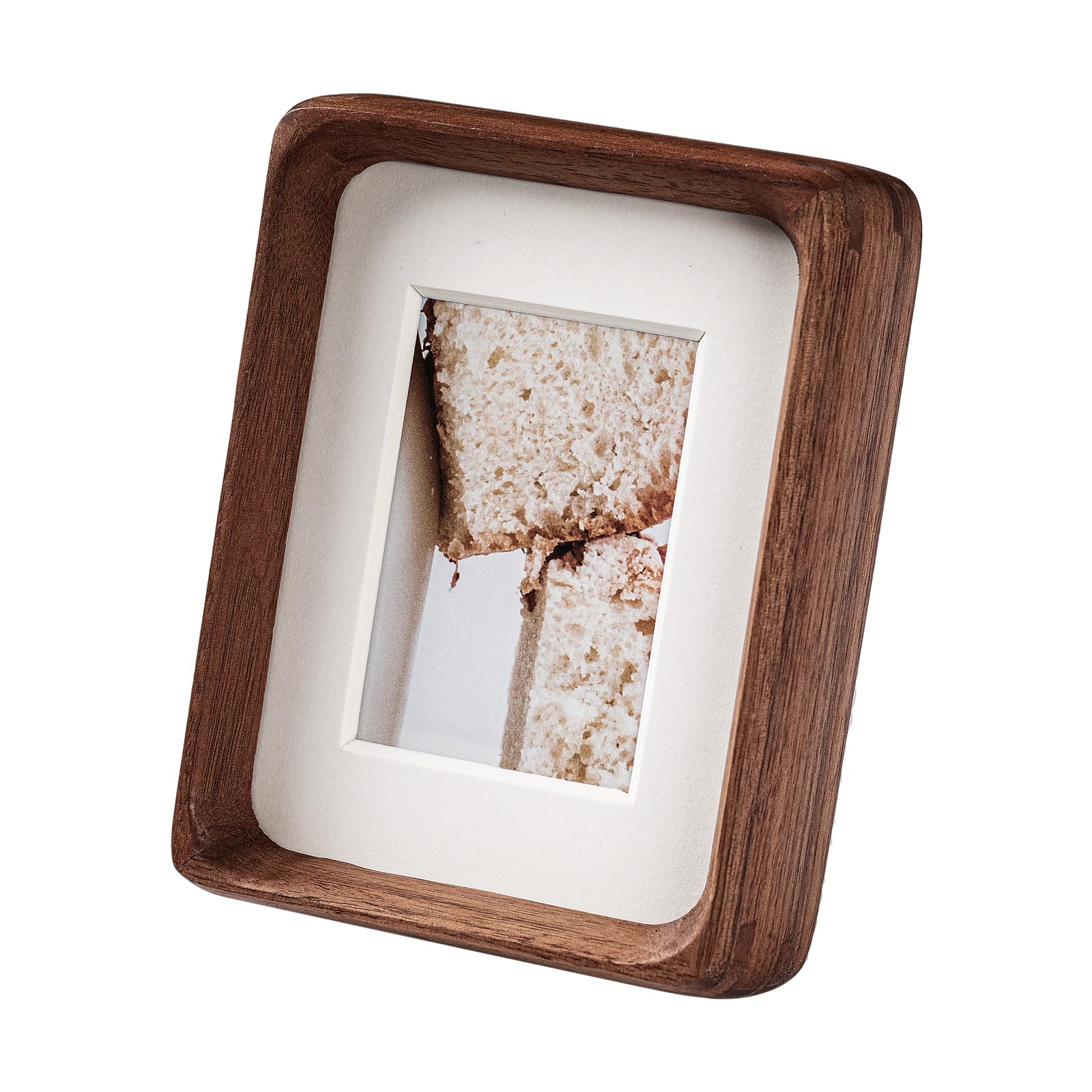 Youncewooder 3x4 Picture Frame with 2x3 Mat - Natural Walnut Wood small Rustic Frame, Wall & Tabletop Display for Family Photos 