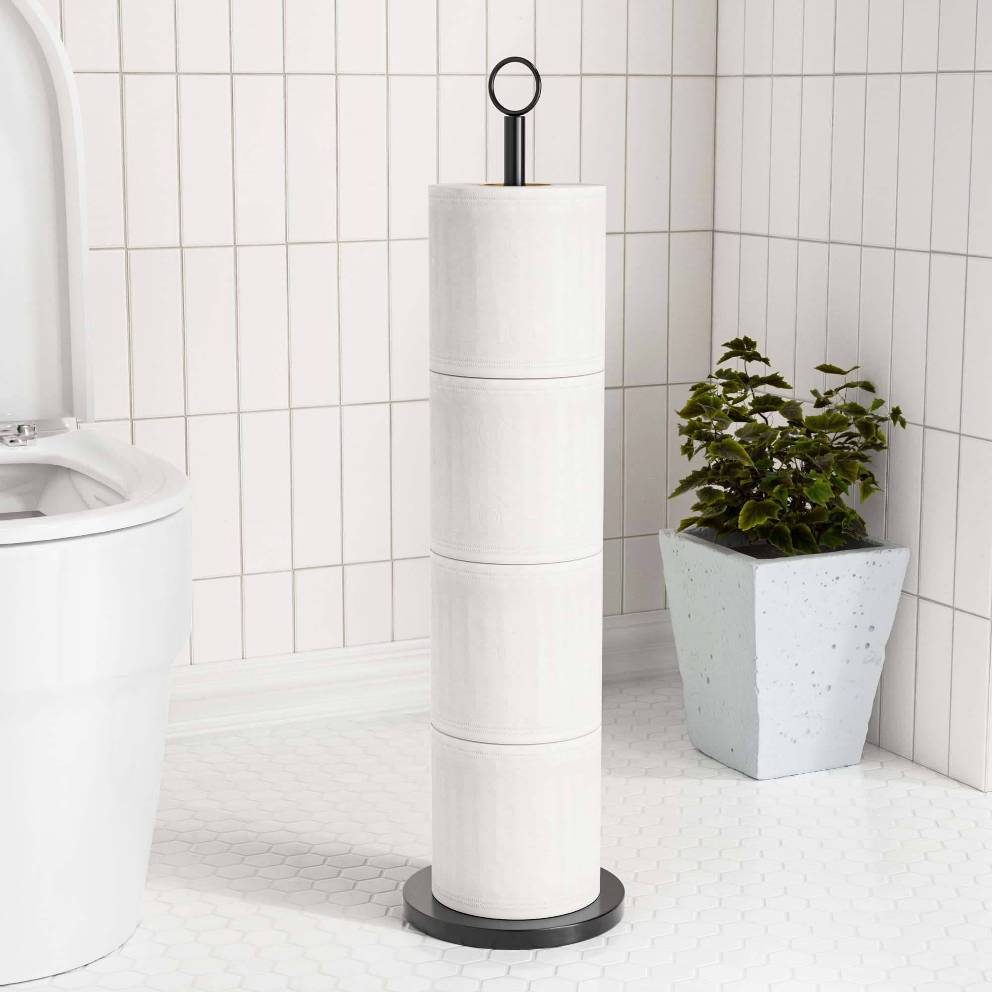 Toilet Paper Holder Stand(with Reserve Function)  Free-Standing Toilet Paper Storage Holder  Stainless Steel Toilet Roll Holder Stand for Bathroom & Toilet Spare Rolls Storage