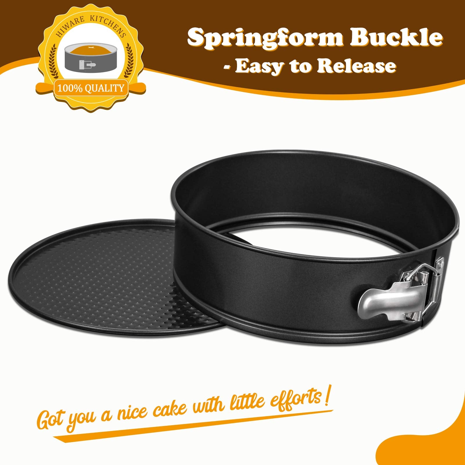 Hiware 8 Inch Non-Stick Springform Pan With Removable Bottom - Leakproof Cheesecake Pan With 50 Pcs Parchment Paper