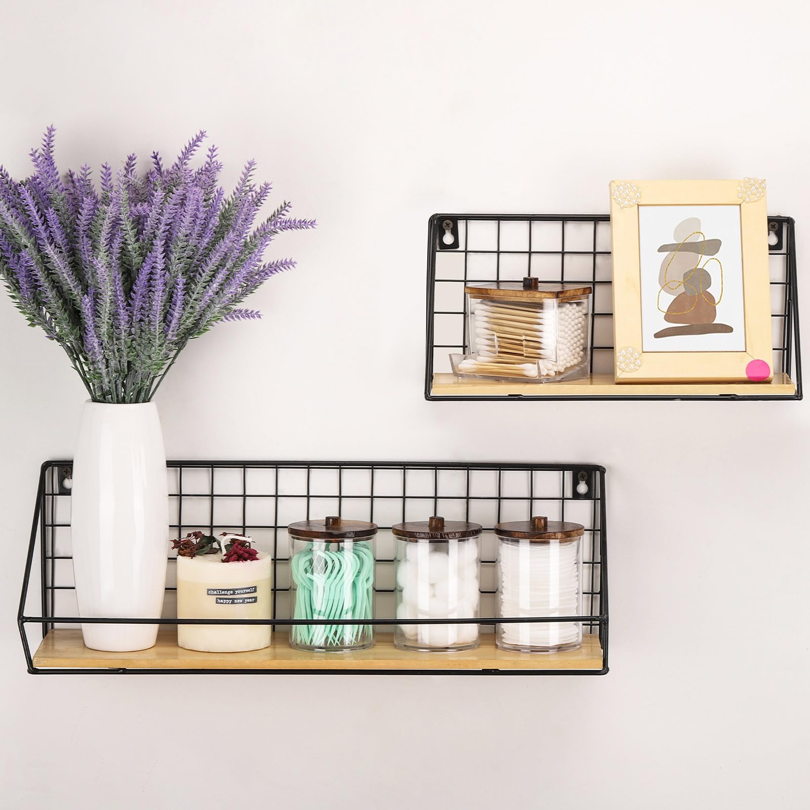 Tbestmax 4 Pack Qtip Holder Bathroom Container  10/7oz Cotton Ball/Swabs Dispenser  Apothecary Jar with Bamboo Lids for Organizer and Storage (Brown)