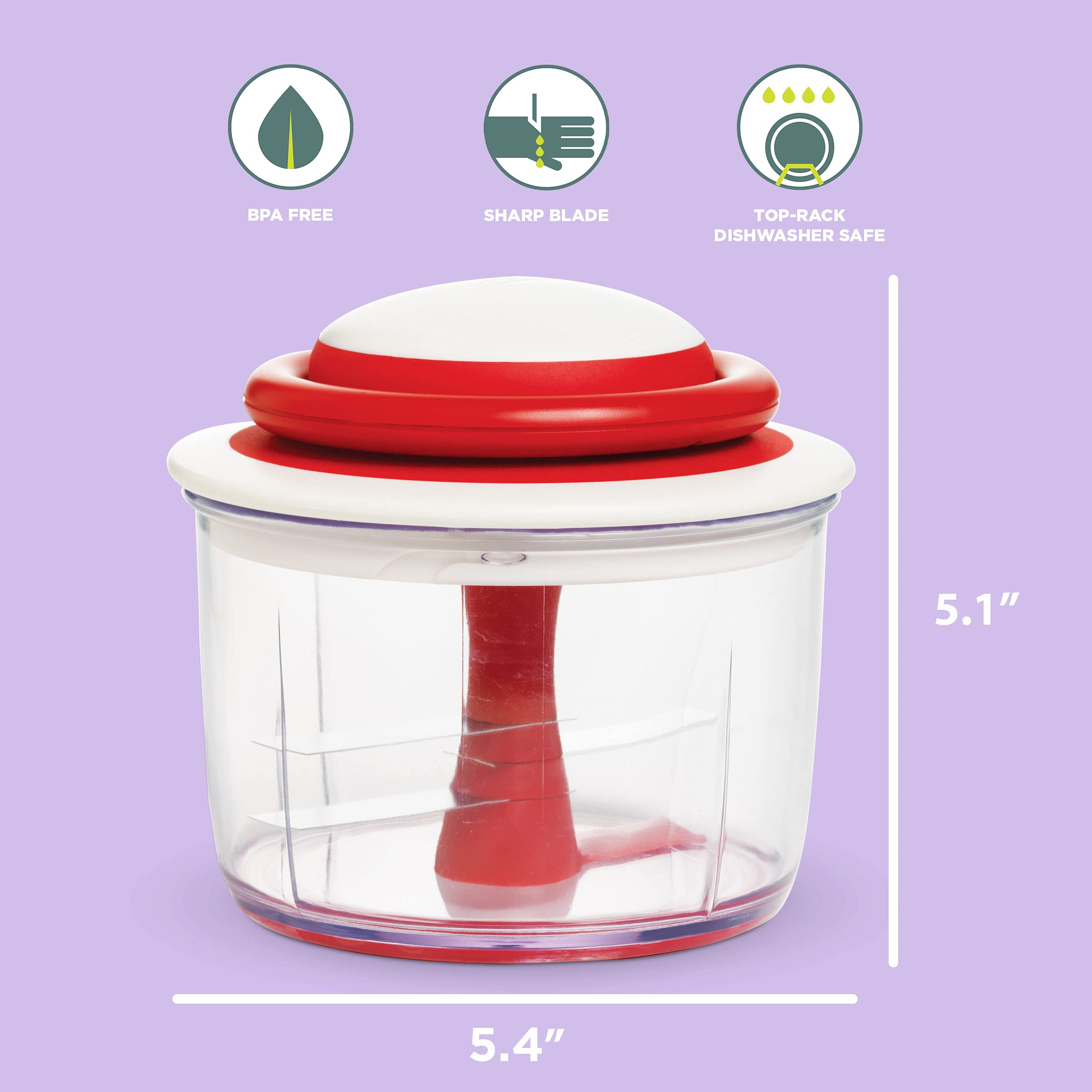 Chef'N 102-239-005 Veggichop Hand-Powered Food Chopper, Set Of 1, Cherry
