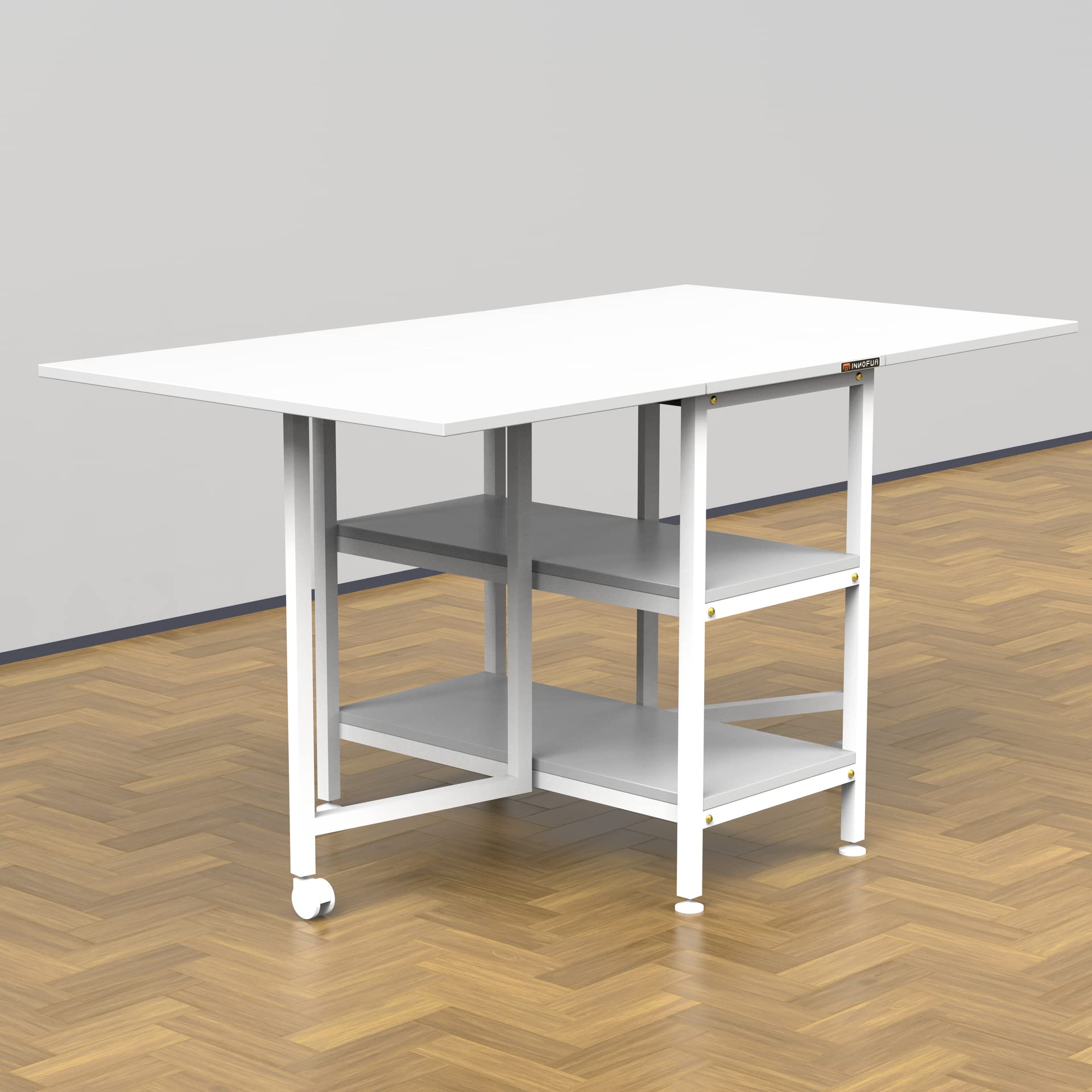 Innofur Forio Folding Dining Table With Storage Rack For Home And Kitchen | Space Saving Foldable Dinner Table For Dining, Study