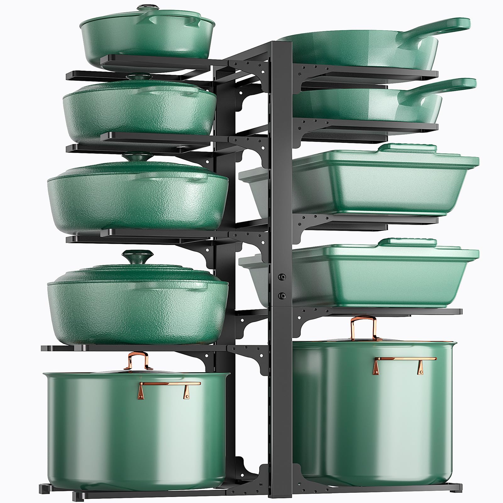 ORDORA 10-Tier Pots and Pans Organizer under Cabinet, Kitchen Cabinet Organizers and Storage, Heavy Duty Pots and Pan Storage Ra