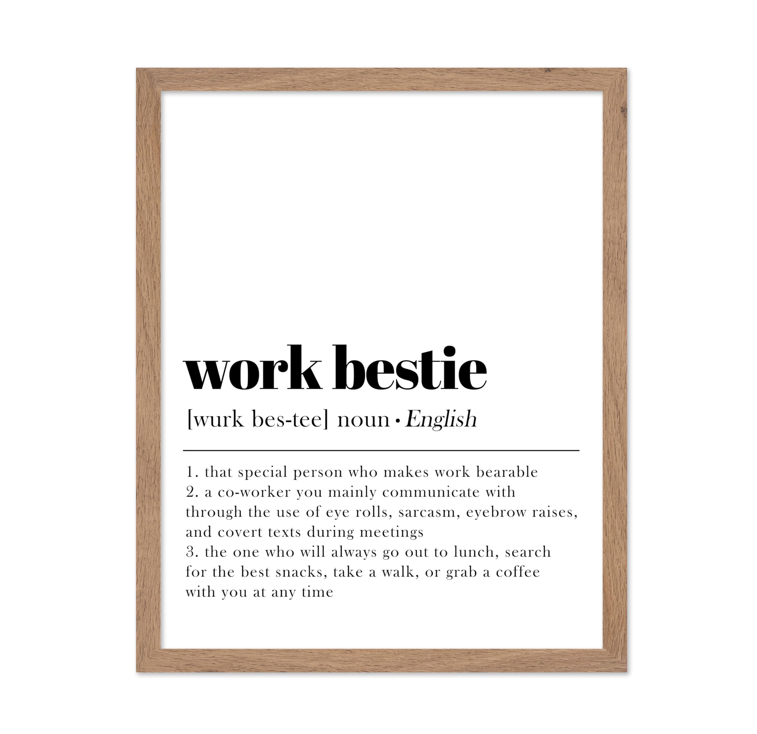 Poster Master Typography Poster - Dictionary Print - Work Bestie Definition, Special Person Who Makes Work Bearable - Gift for C