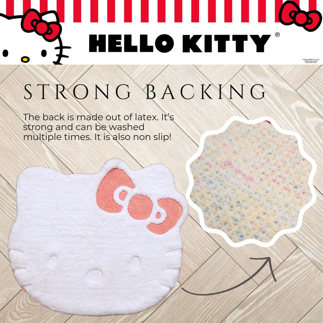 Franco Collectibles Hello Kitty Poly Tufted Non Slip Plush Area Rug, Bedroom/Bathroom, (Officially Licensed Product)
