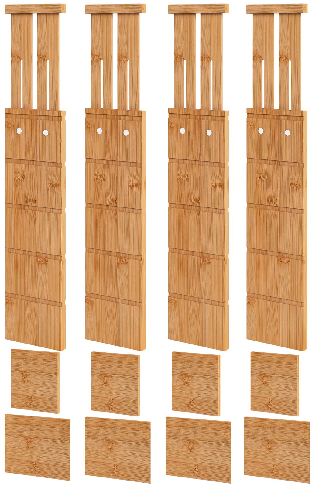Vriccc 4.4'' High Bamboo Drawer Dividers with Inserts, Kitchen Adjustable Drawer Organizers, Expandable Organization for Home, O