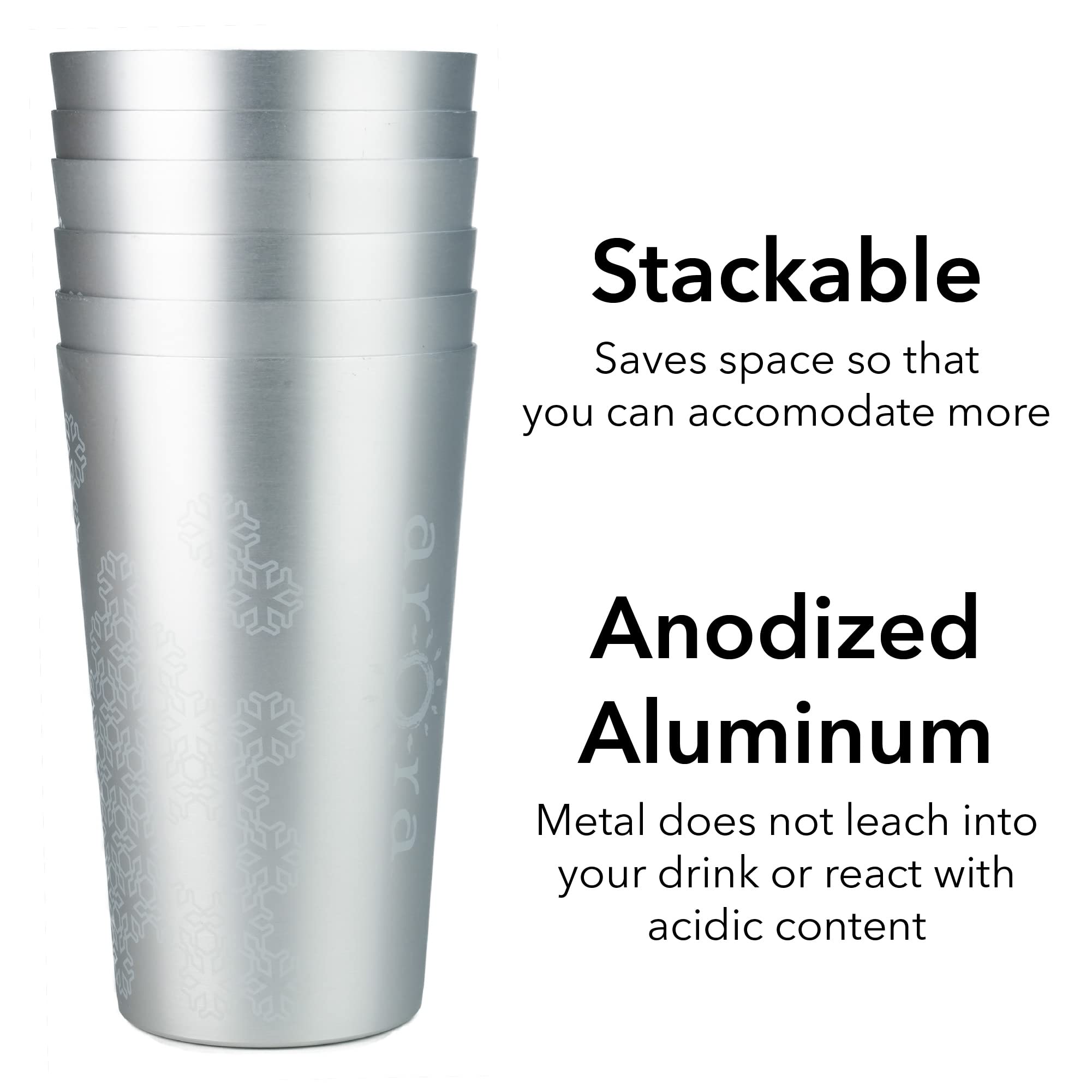 Arora Aluminum Cups for Drinks  Metal Color-Changing Silver Tumbler  Aluminum 20oz Cup  Set of 6
