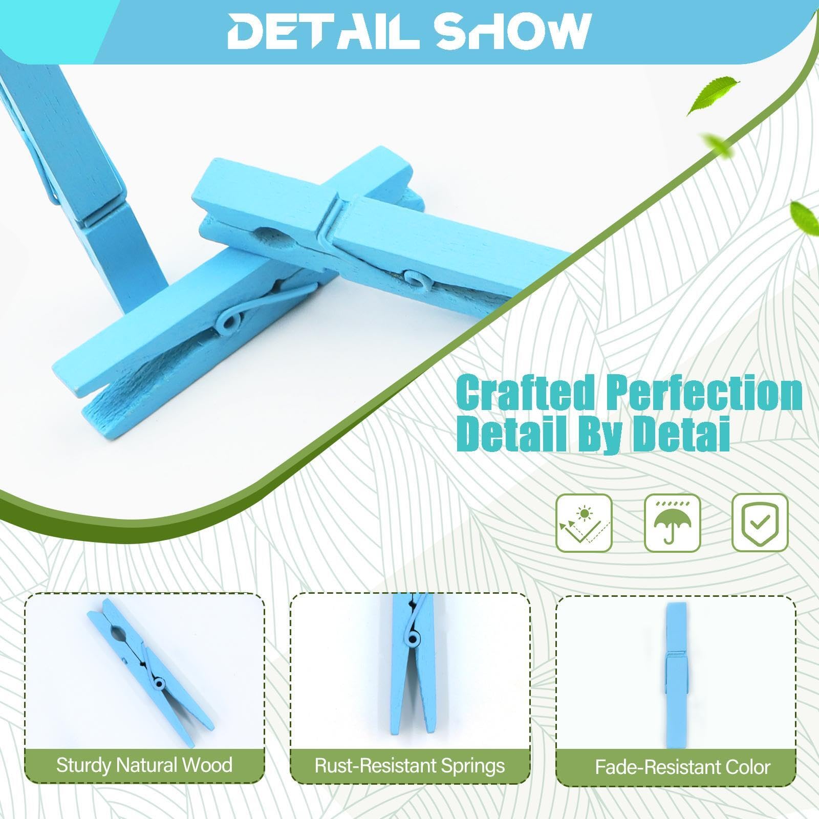 100 Pack Clothes Pins Wooden, 2.9 Inch Colored Clothespins Wood, Close Pins For Crafts Decorations Classroom Hanging Pictures, W