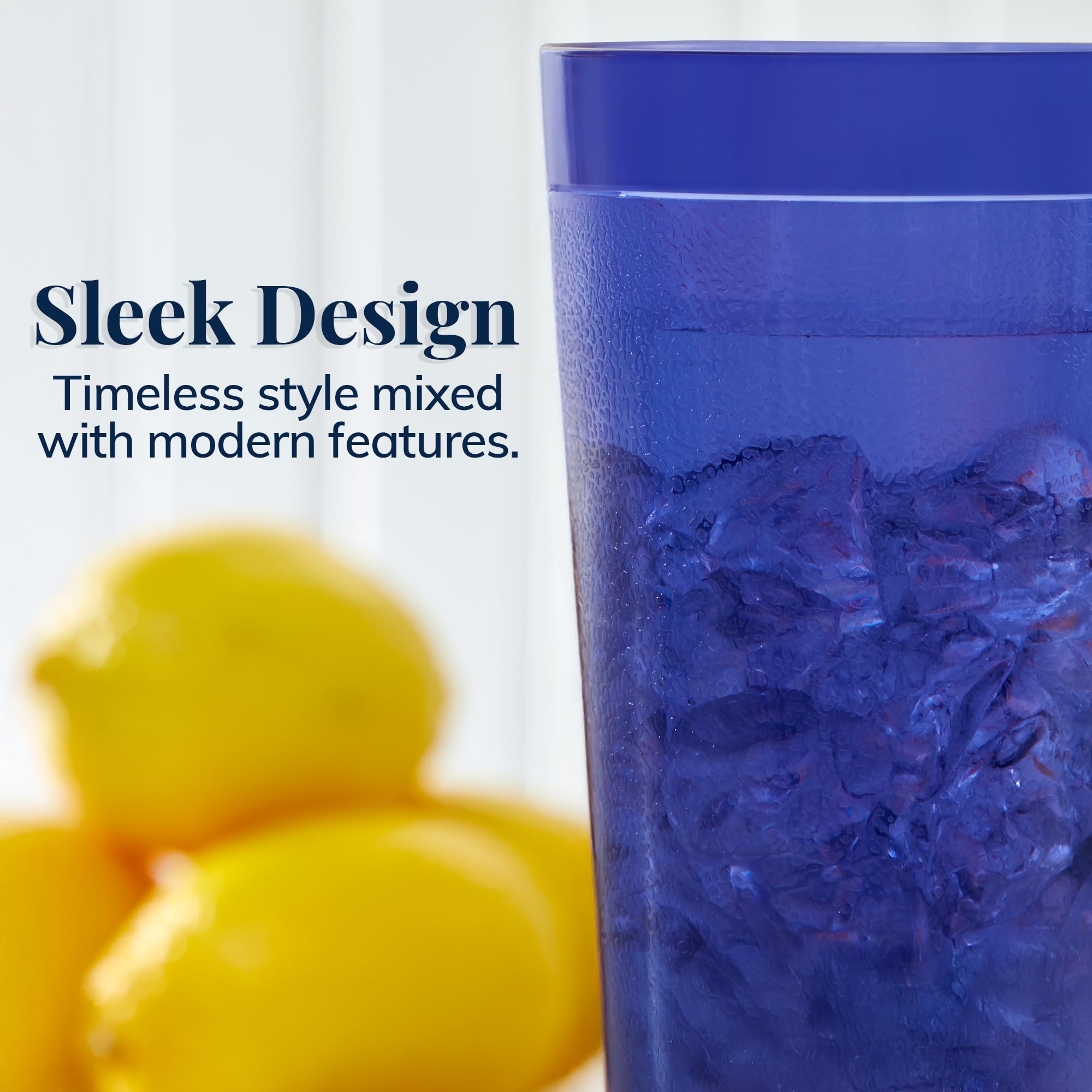 US Acrylic Caf? Plastic Reusable Tumblers (Set of 12) 32-ounce Iced-Tea Cups  Coastal  Value Set of Restaurant Style Drinking Glasses  Stackable  BPA-free  Made in the USA  Top-rack Dishwasher Safe
