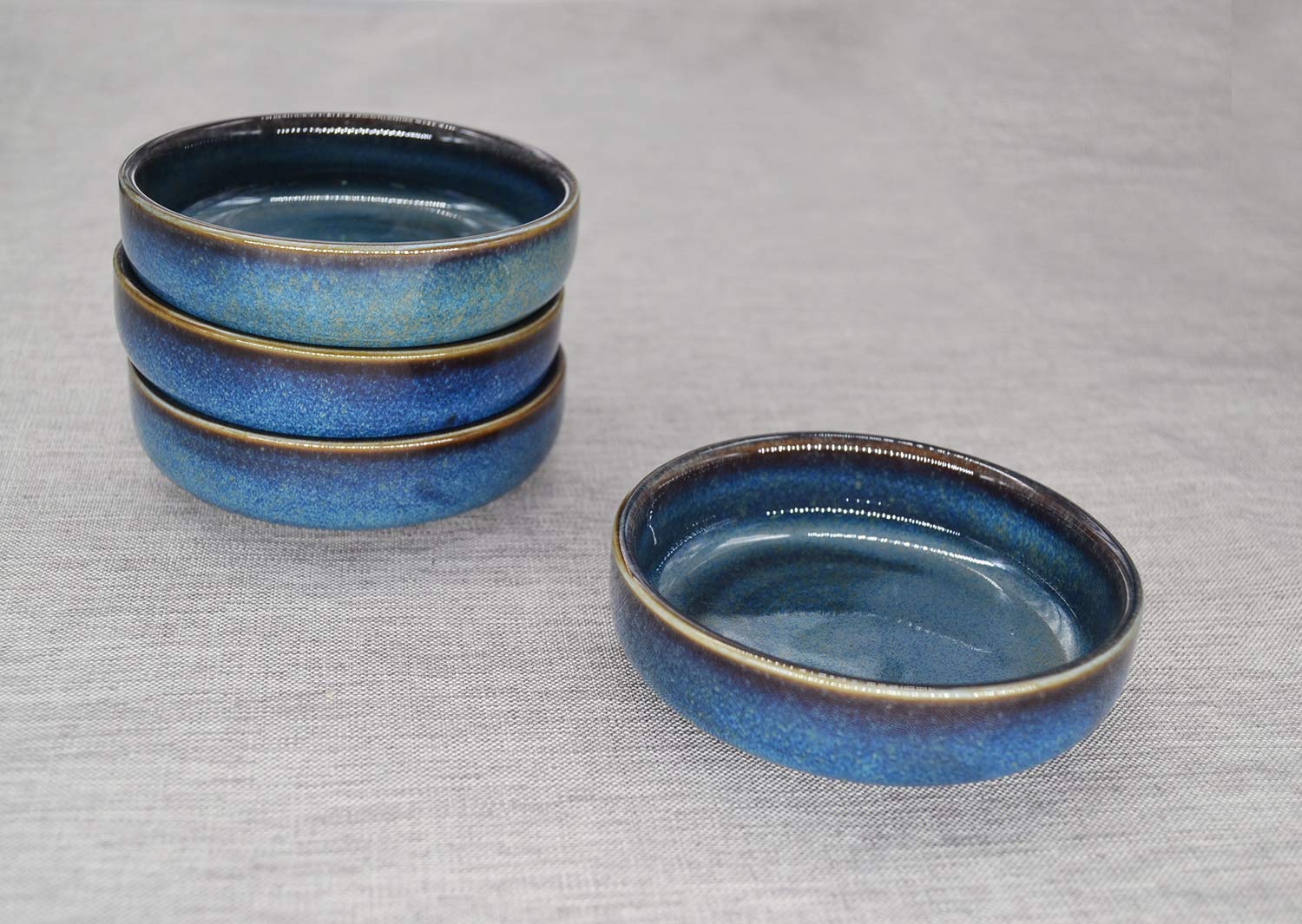 Colias Wing 3.5 Inch Vintage Style Kiln Glazed Ceramic Side Dishes Korean Bowls Seasoning Dishes Soy Dipping Sauce Dishes-Set Of