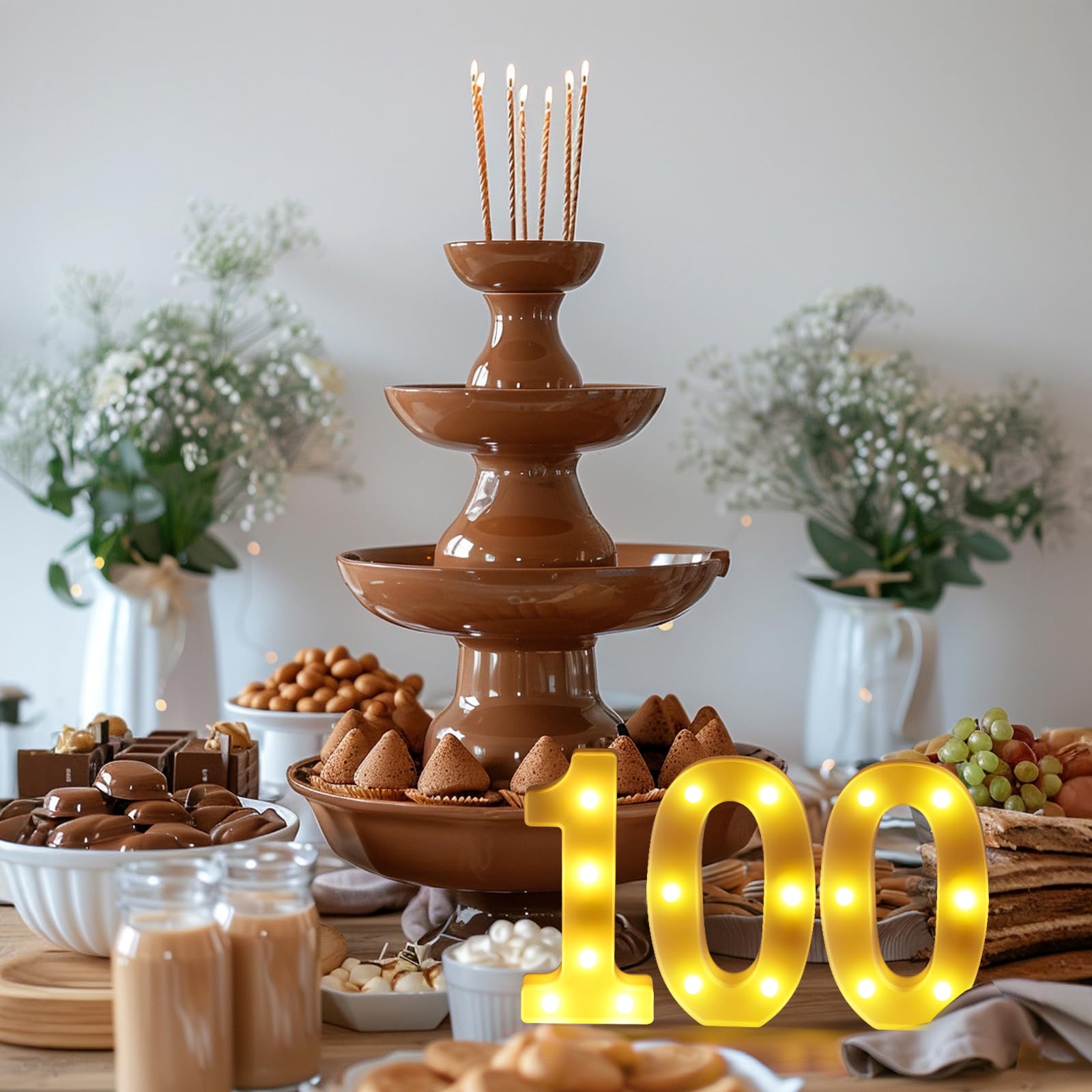 Funsky 100th Birthday Decorations, LED Light Up Numbers Sign, 21cm, White, Model LED-101 for Centerpieces & Party Backdrop Decor
