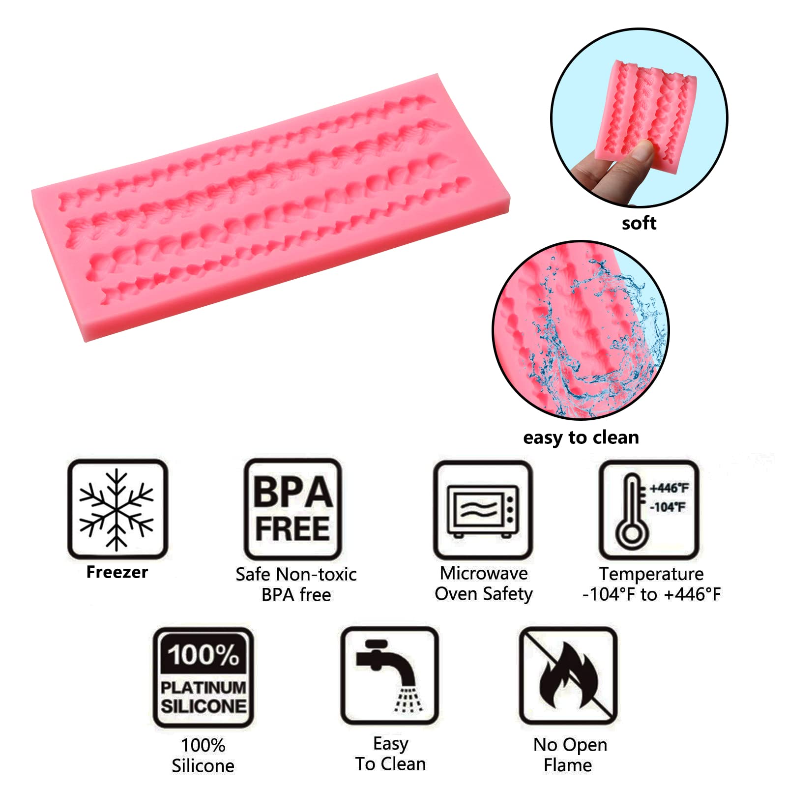 Muyulin Knitting Silicone Mold, 3 Packs Weave Knit Patterns Rope Fondant Mold For Chocolate Sugarcraft Knitter Wedding Cake Deco