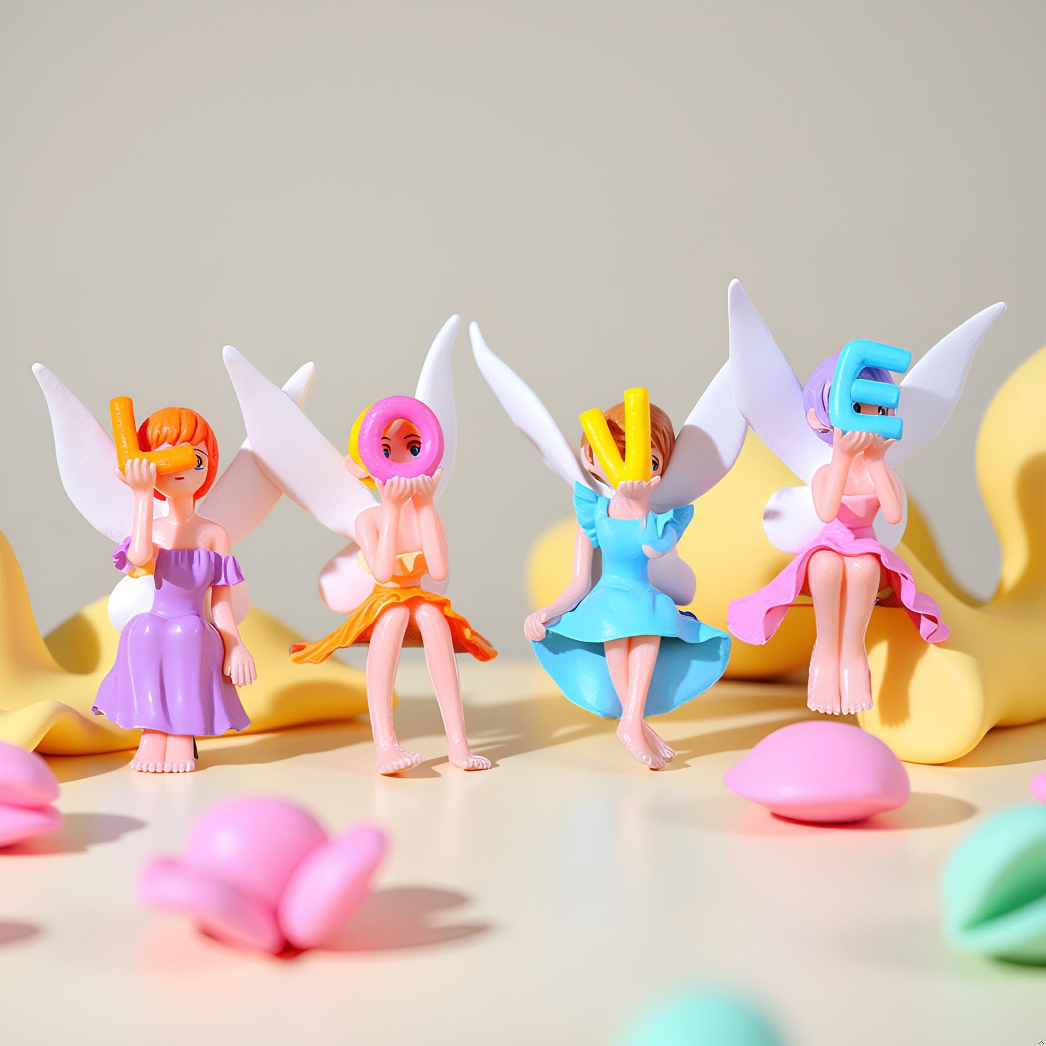 Spiaty Pvc Decorative Fairy Figurines Set, Miniature Ornaments For Car, Office And Home Decor, Multi-Colour