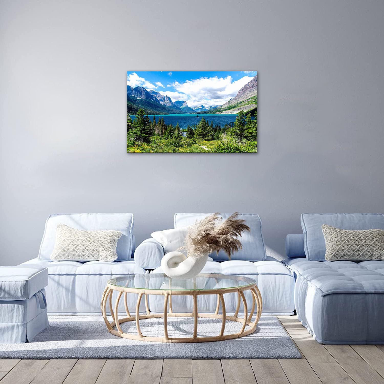 Skasnfai Glacier National Park Wall Art Lake Mountains Pictures Framed Canvas Prints Artwork For Living Room Bedroom Office Read