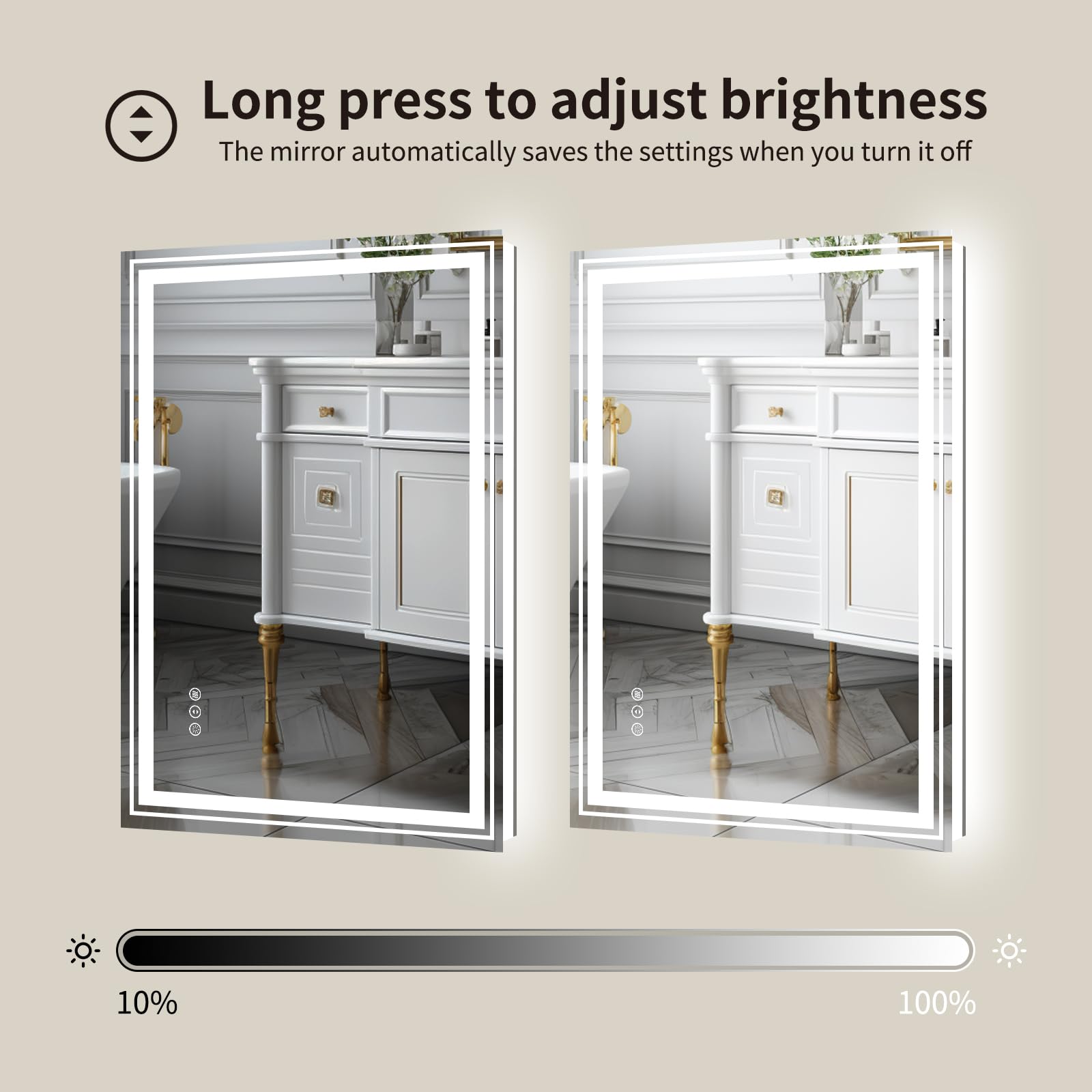 Wtty Led Bathroom Mirror 20''X 28'' With Backlit And Front Light,Dimmable Led Mirror For Bathroom,Anti-Fog Lighted Bathroom Vani