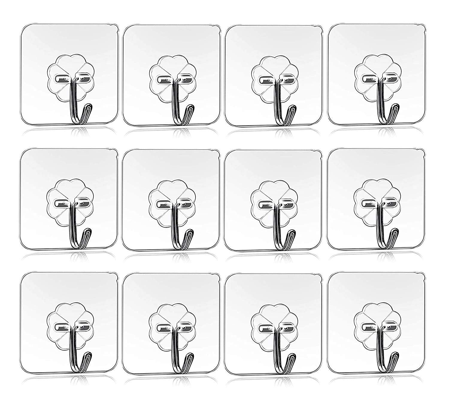 Shivaaro SelfAdhesive Wall Sticker Hooks Heavy Duty Transparent Hooks For Hanging Up To 10Kg, Reusable Wall Stickers For Keys C