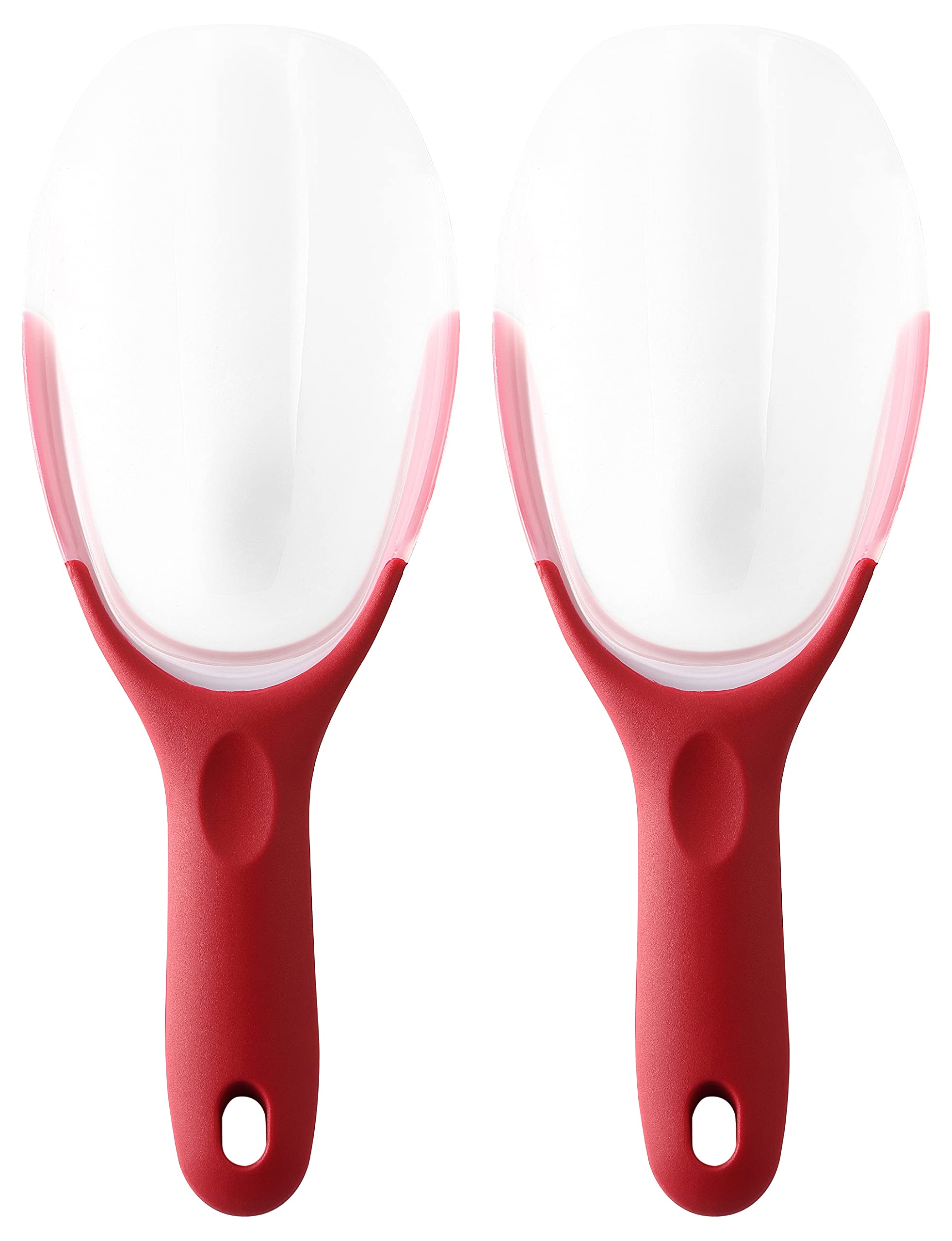 Spring Chef Red Magnetic Ice Scoop for Freezer Bin - Flexi-Plastic Ice Scoopers for Food with Soft Grip Handle - Popcorn Scoop -