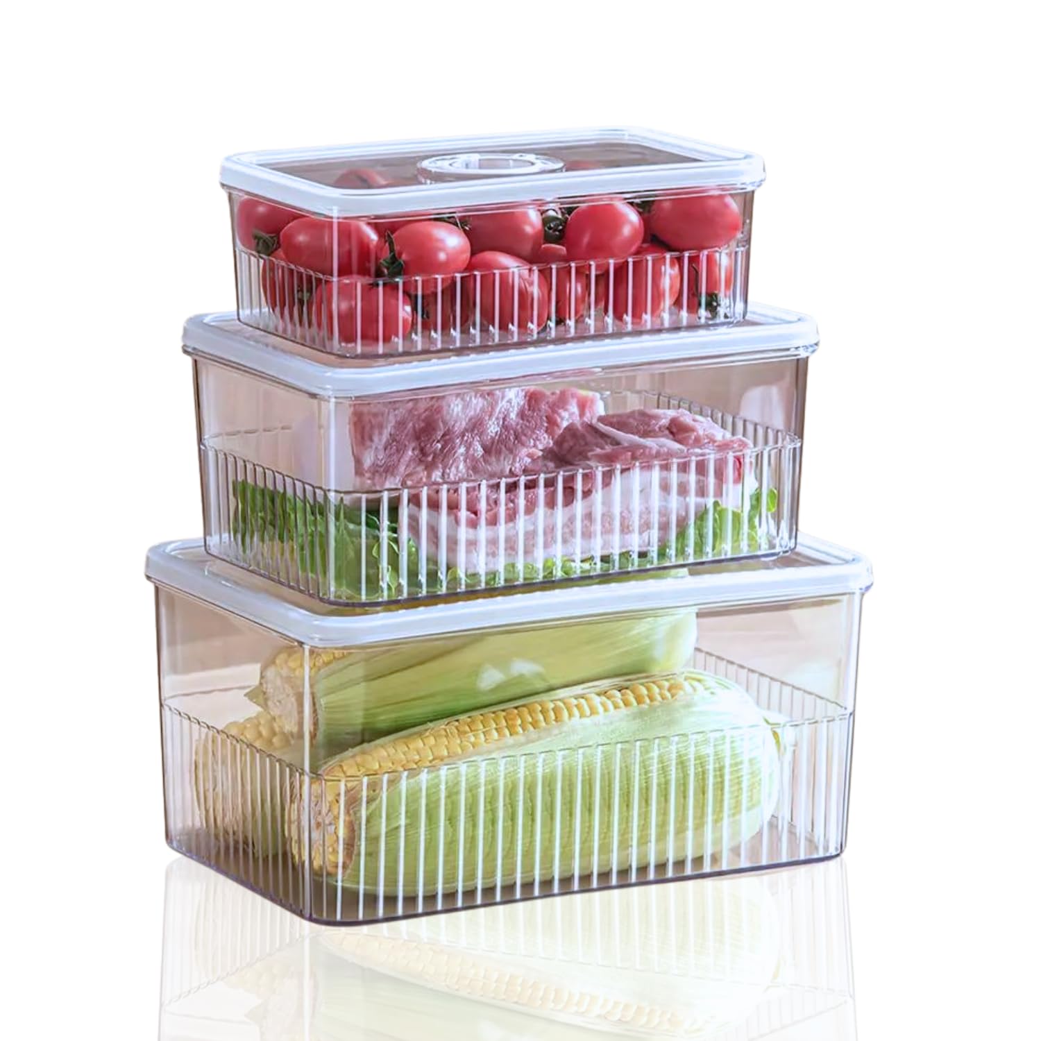 Steelo Sofresh Plastic Fridge Storage Containers Set  Air Tight & Leakproof  Refrigerator Organizers  Fruits & Vegetable Cont