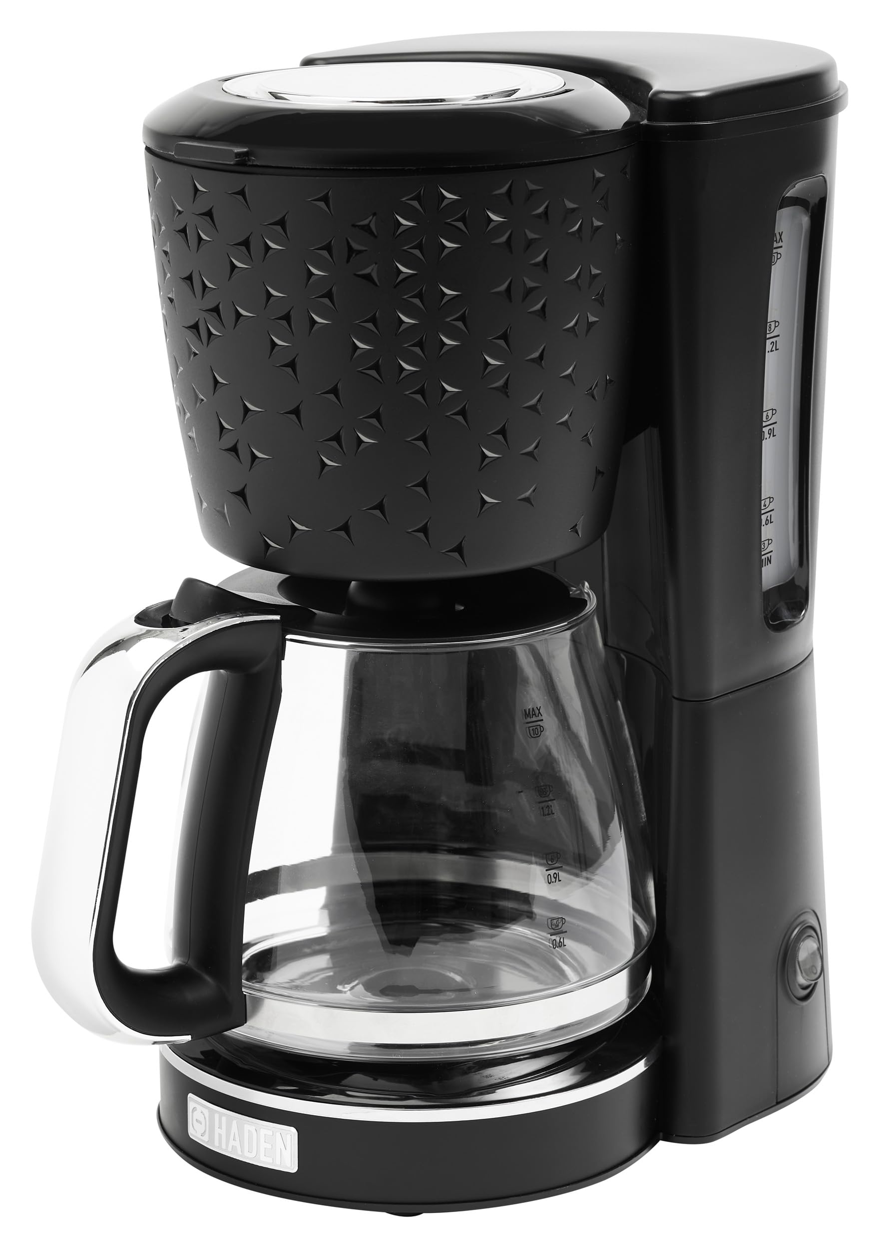 HADEN Starbeck Coffee Machine, 10 Cup Automatic Drip Coffee Maker with Anti-Drip Function and Reusable Washable Water Filter, Bl