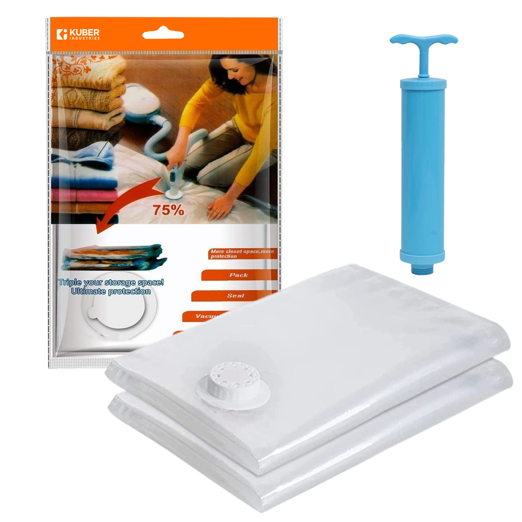 Kuber Industries Plastic Vacuum Storage Bags|Space Saver Bags|Travel Vacuum Storage Seal Bags For Comforters Blankets Clothes Pi